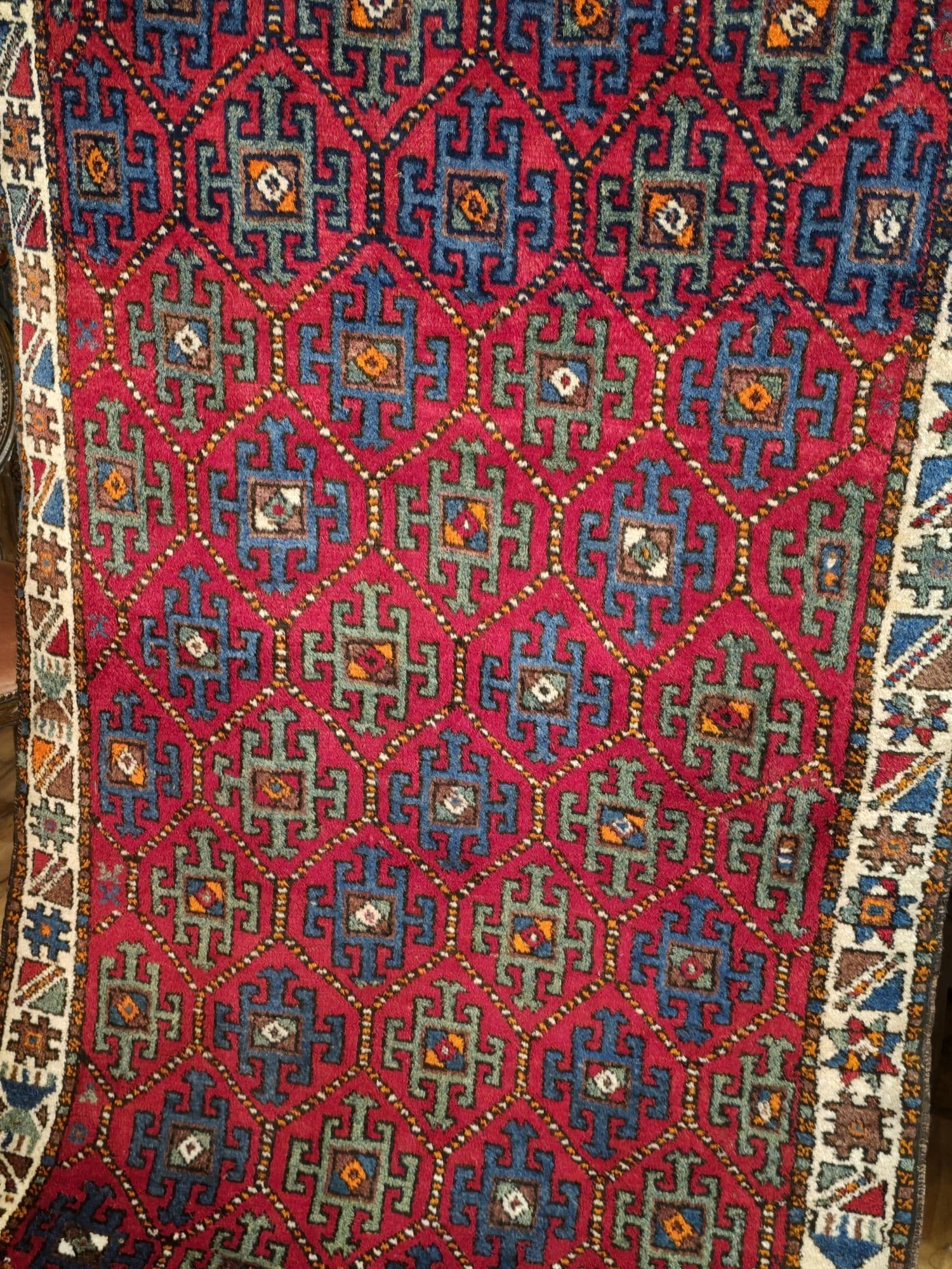 Caucasian rug, 210x110 cm, red, wool, Azerbaijan, 19th century - 396432