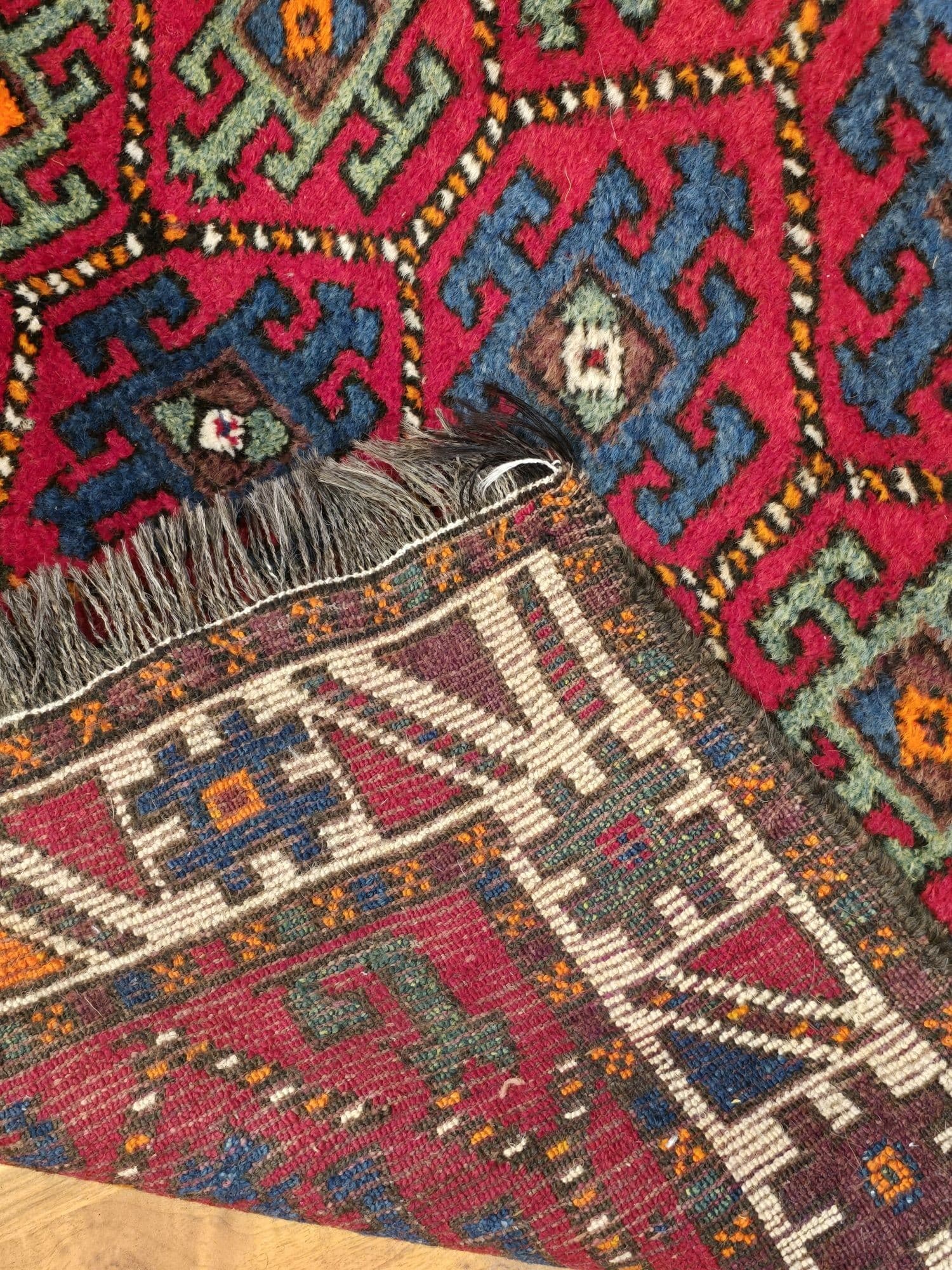 Caucasian rug, 210x110 cm, red, wool, Azerbaijan, 19th century - 396436