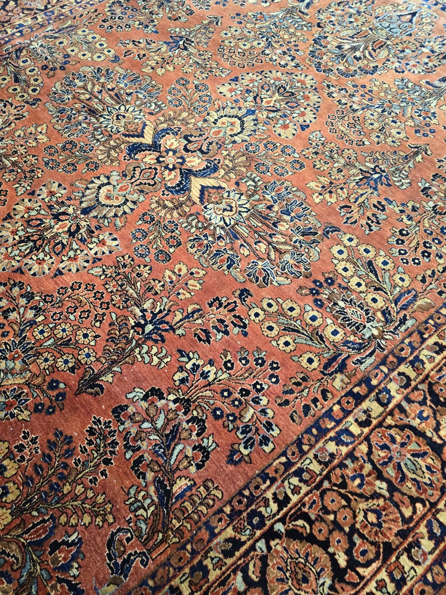 Dywan American Sarough 267x350 cm, czerwony niebieski złoty zielony różowy, wełna, Iran, lata 30. - 396467