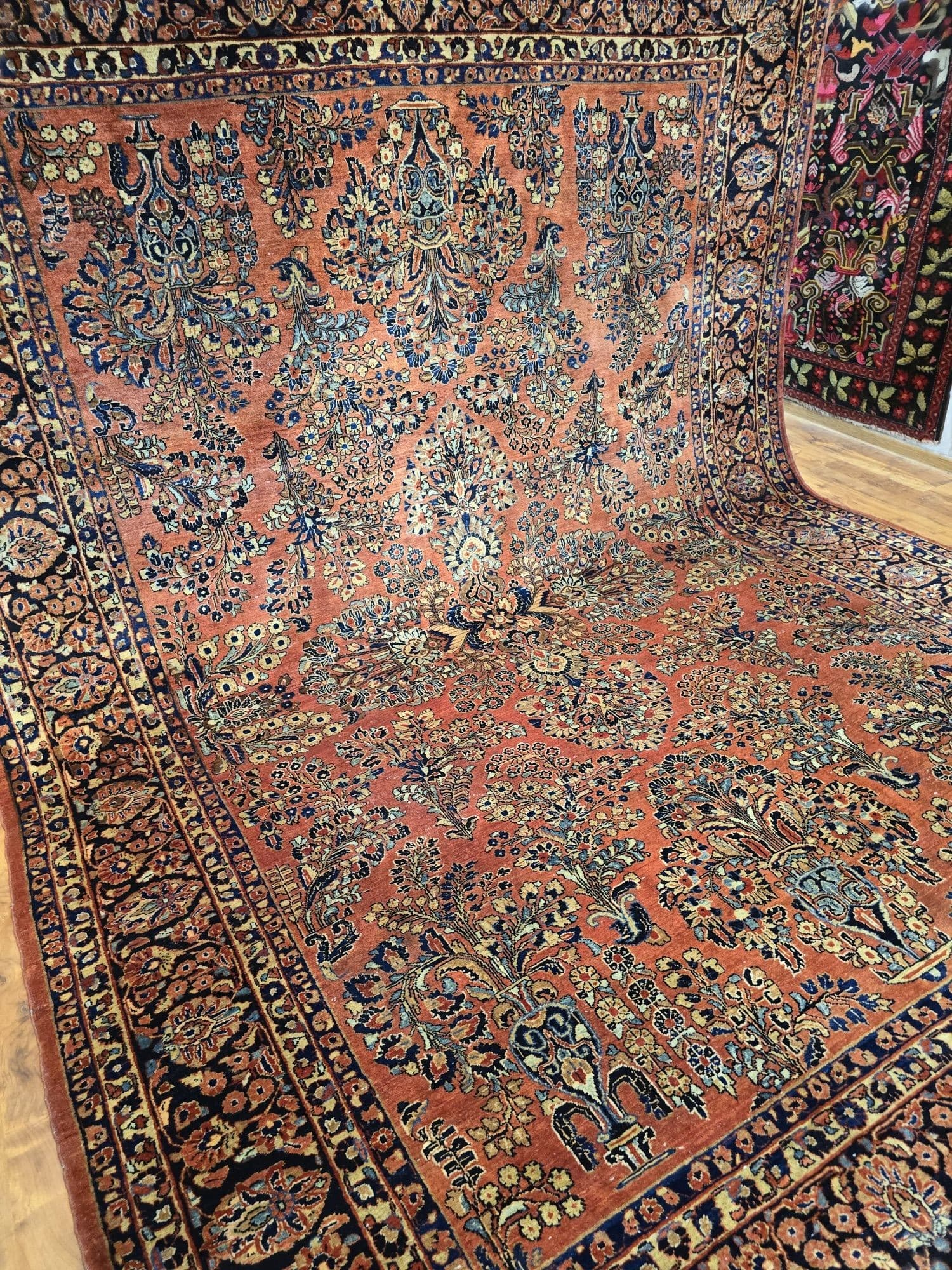 Dywan American Sarough 267x350 cm, czerwony niebieski złoty zielony różowy, wełna, Iran, lata 30. - 396465