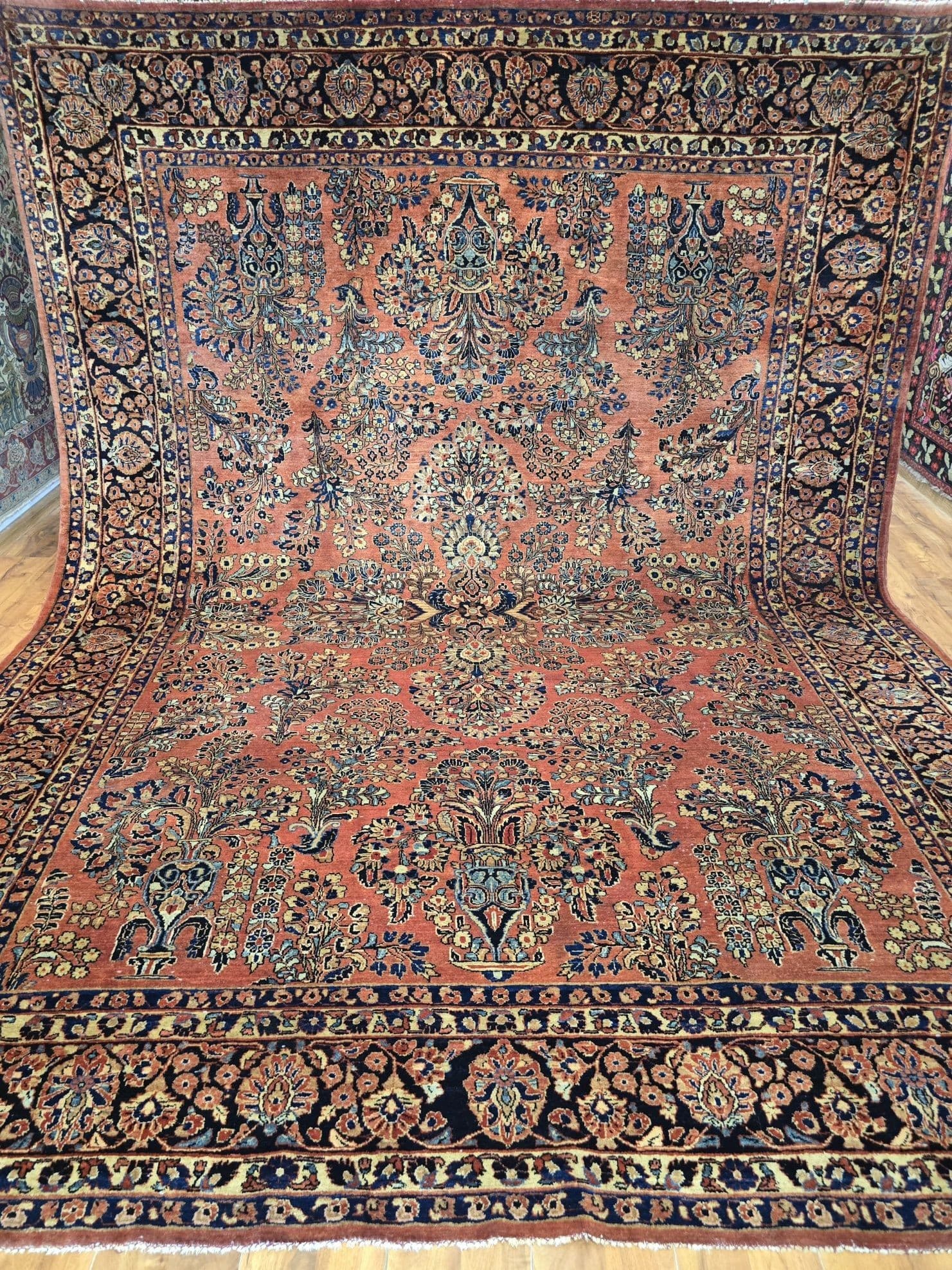 Dywan American Sarough 267x350 cm, czerwony niebieski złoty zielony różowy, wełna, Iran, lata 30. - 396470