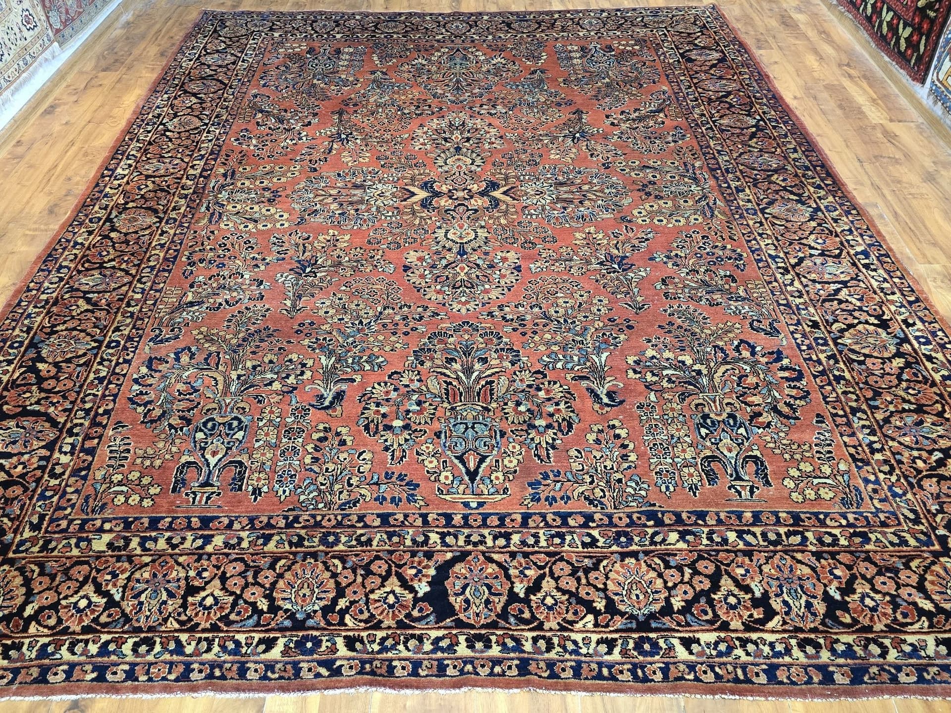 Dywan American Sarough 267x350 cm, czerwony niebieski złoty zielony różowy, wełna, Iran, lata 30. - 396463
