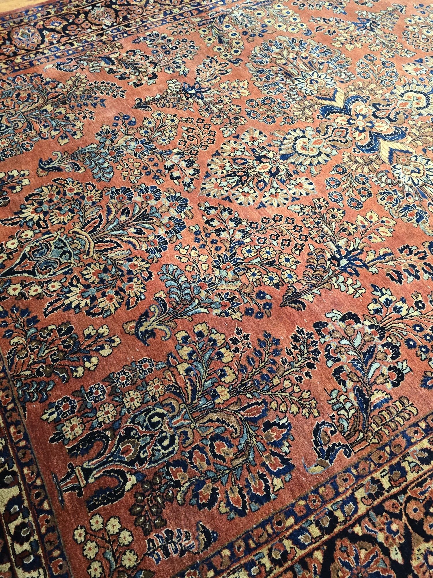 Dywan American Sarough 267x350 cm, czerwony niebieski złoty zielony różowy, wełna, Iran, lata 30. - 396468