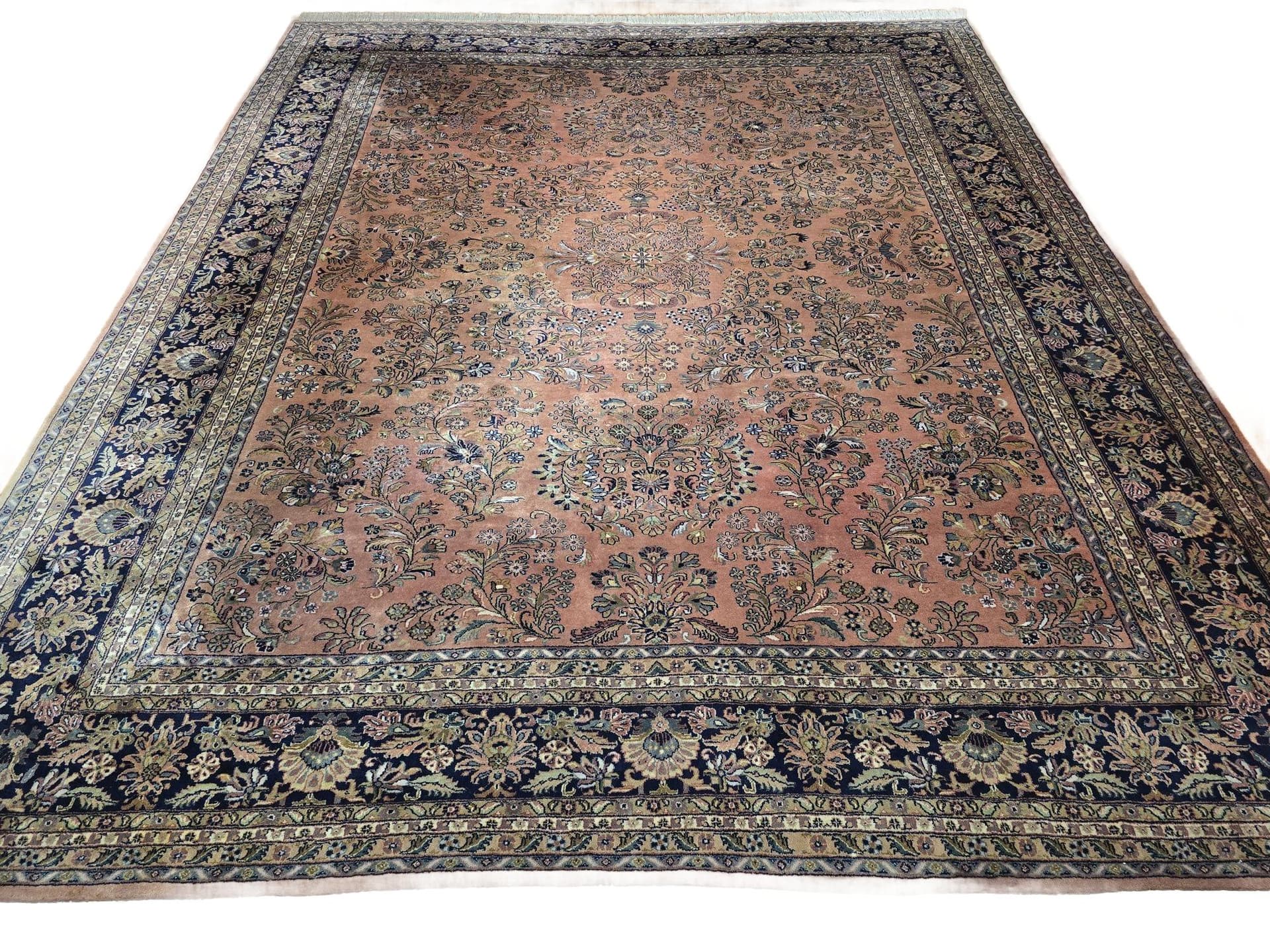 Rug Sarough 400x300 cm, pink blue, wool, India, early 20th c.