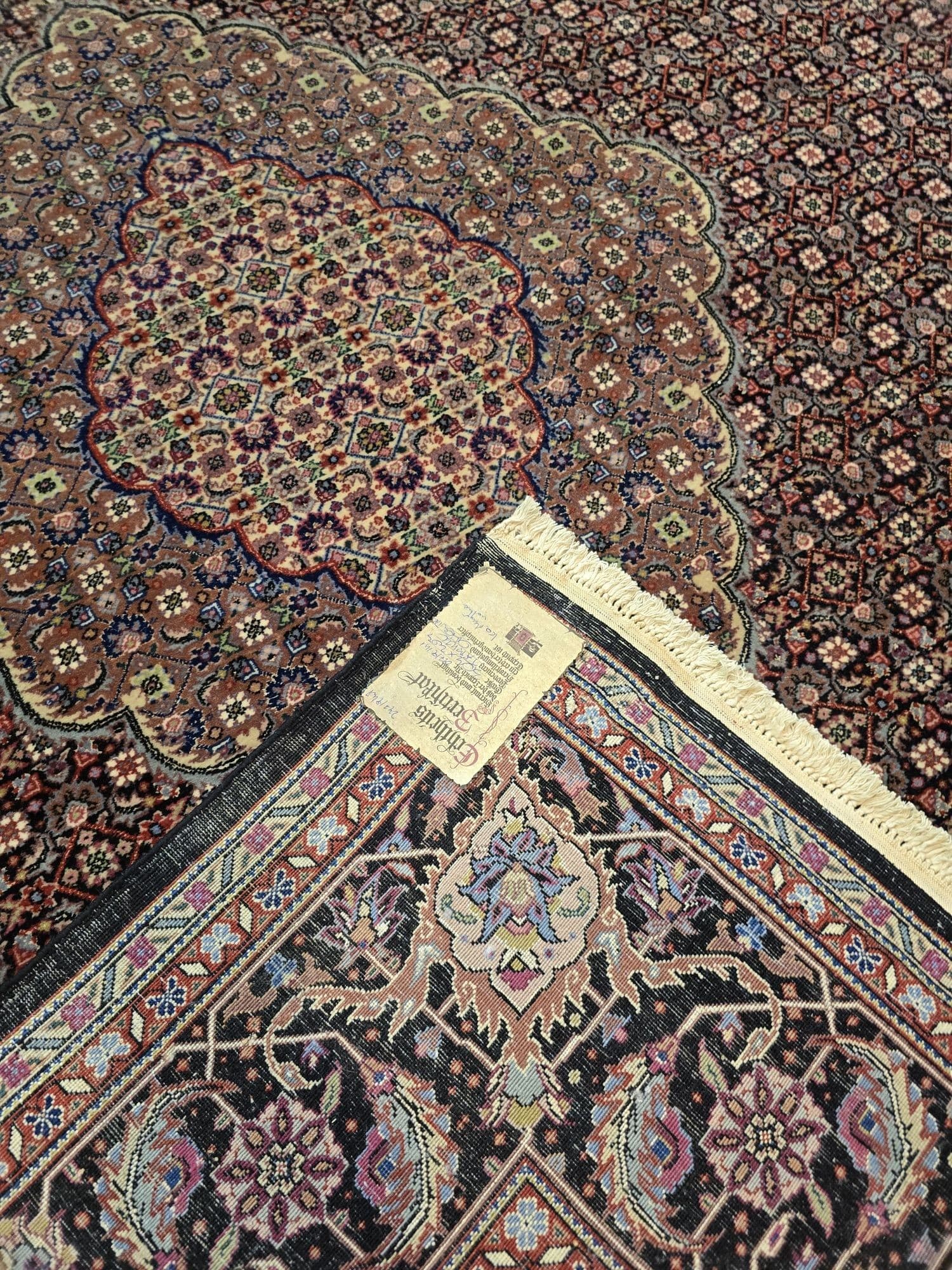 Dywan Tabriz 200x300, czarny czerwony różowy niebieski biały zielony złoty fioletowy, wełna, Iran, początek XX w. - 396506