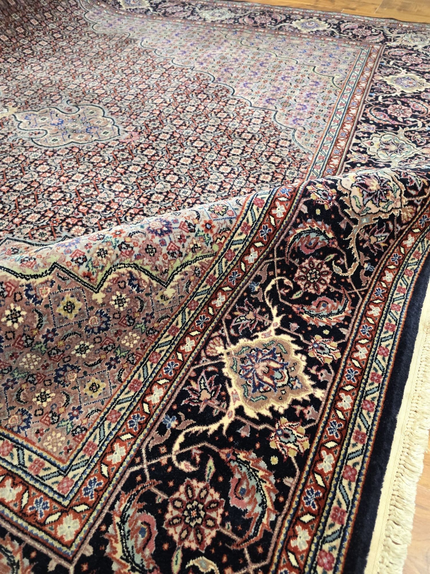 Dywan Tabriz 200x300, czarny czerwony różowy niebieski biały zielony złoty fioletowy, wełna, Iran, początek XX w. - 396509