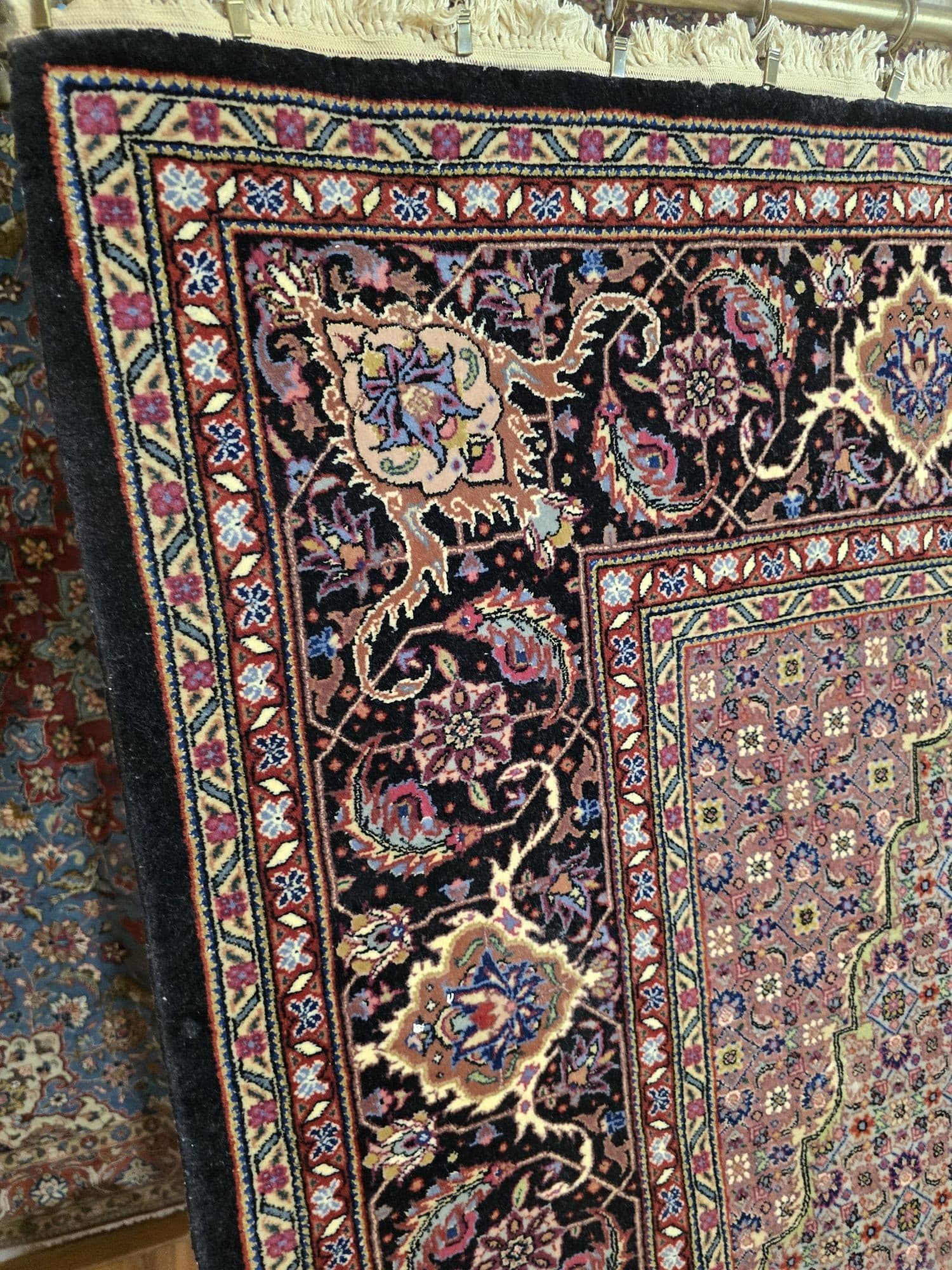 Dywan Tabriz 200x300, czarny czerwony różowy niebieski biały zielony złoty fioletowy, wełna, Iran, początek XX w. - 396504
