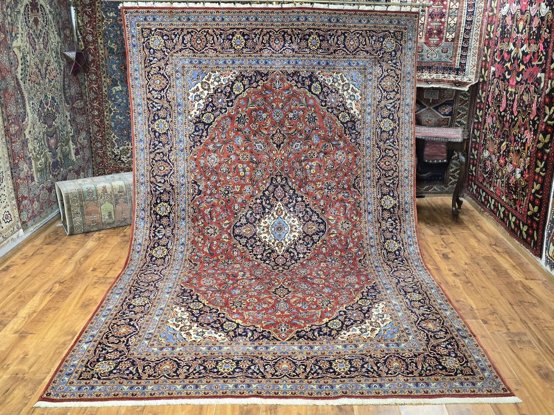 Dywan Keshan, 305x205 cm, czerwony, wełna, Iran, początek XX w. - 396513