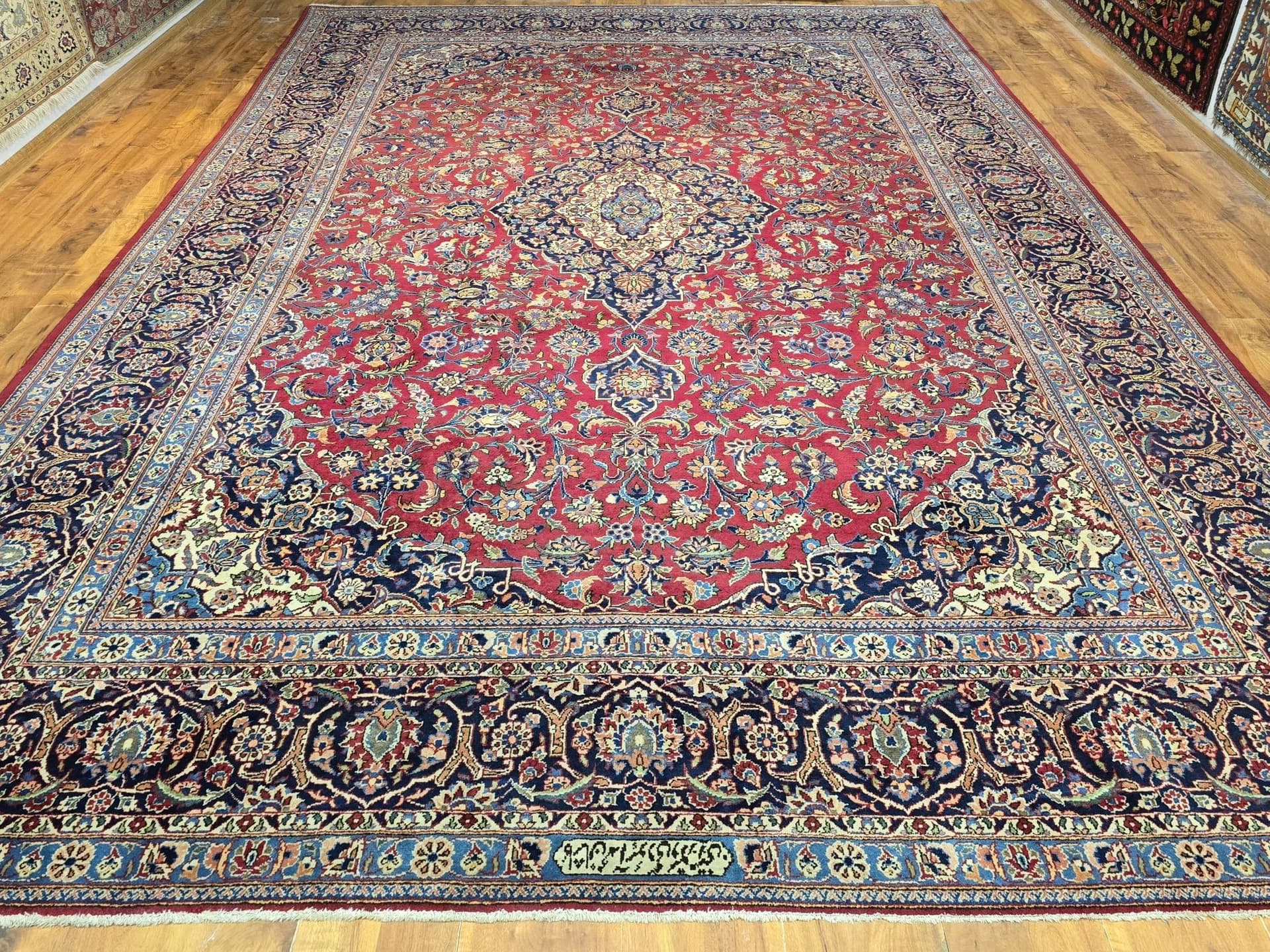 Dywan perski Keshan 380x260 cm, czerwony, wełna, Iran, początek XX w. - 396540