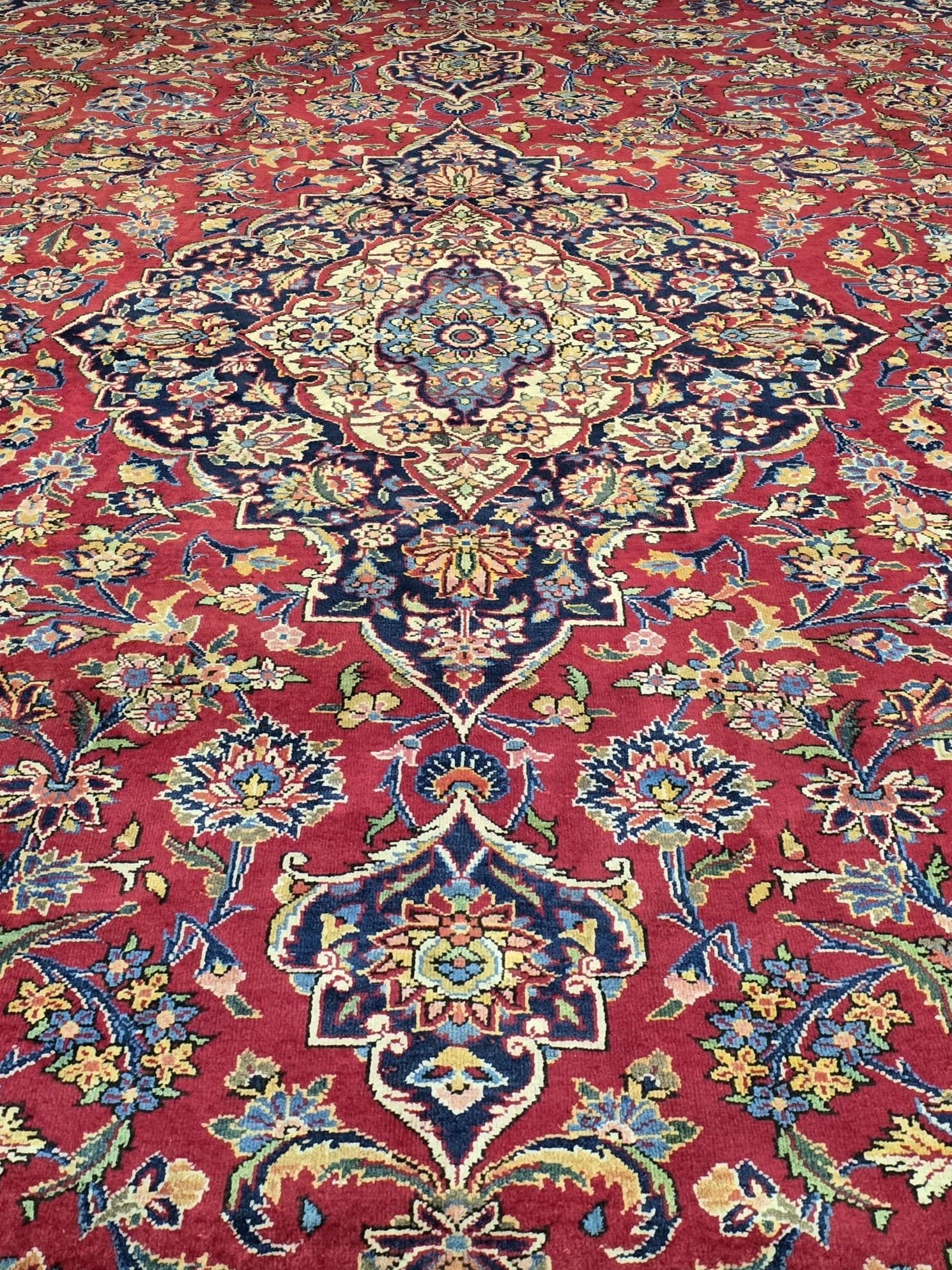 Dywan perski Keshan 380x260 cm, czerwony, wełna, Iran, początek XX w. - 396533