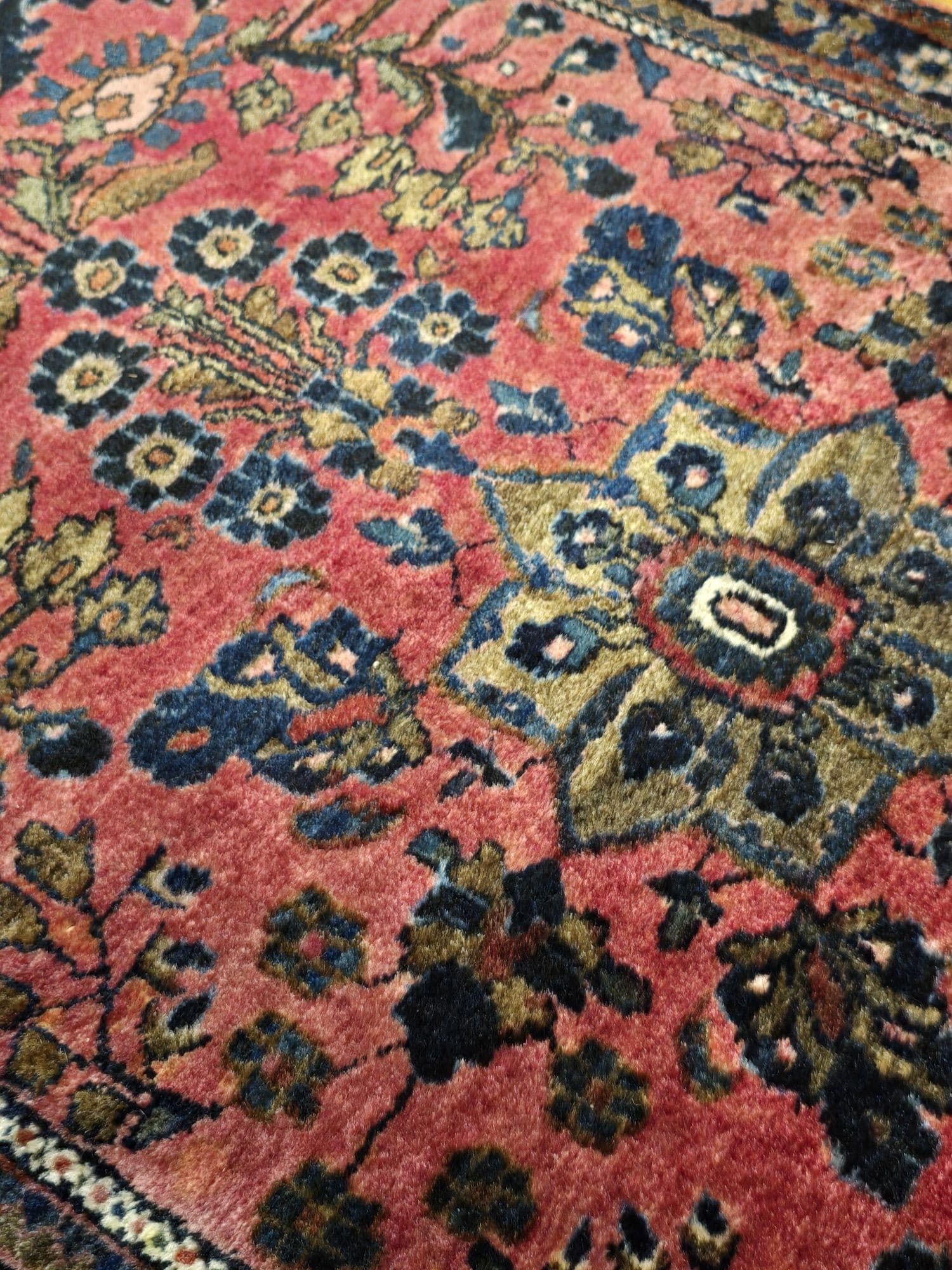 Dywanik Sarough Arak 68x125 cm, różowy, wełna bawełna, Iran, lata 20. - 396546