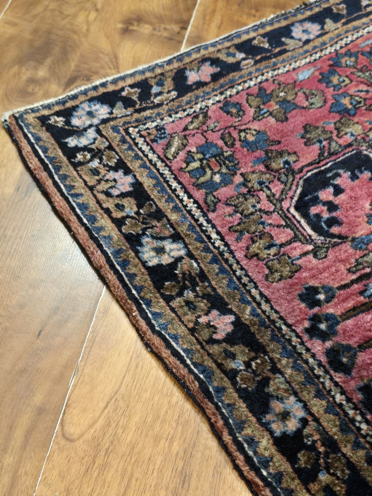 Dywanik Sarough Arak 68x125 cm, różowy, wełna bawełna, Iran, lata 20. - 396543
