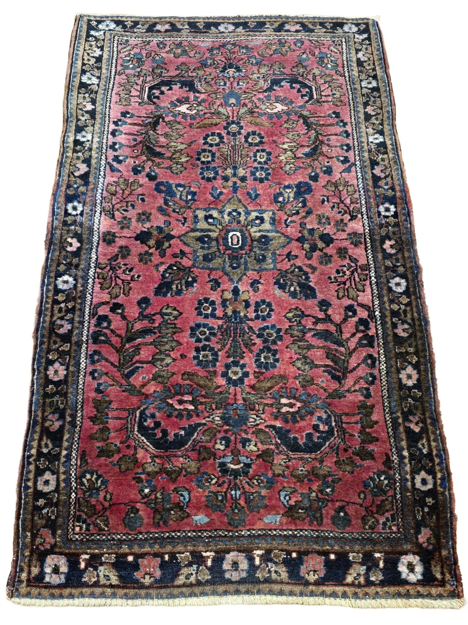 Dywanik Sarough Arak 68x125 cm, różowy, wełna bawełna, Iran, lata 20.