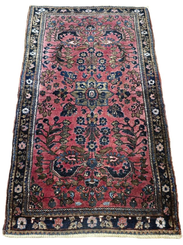 Dywanik Sarough Arak 68x125 cm, różowy, wełna bawełna, Iran, lata 20. - WYMIARY