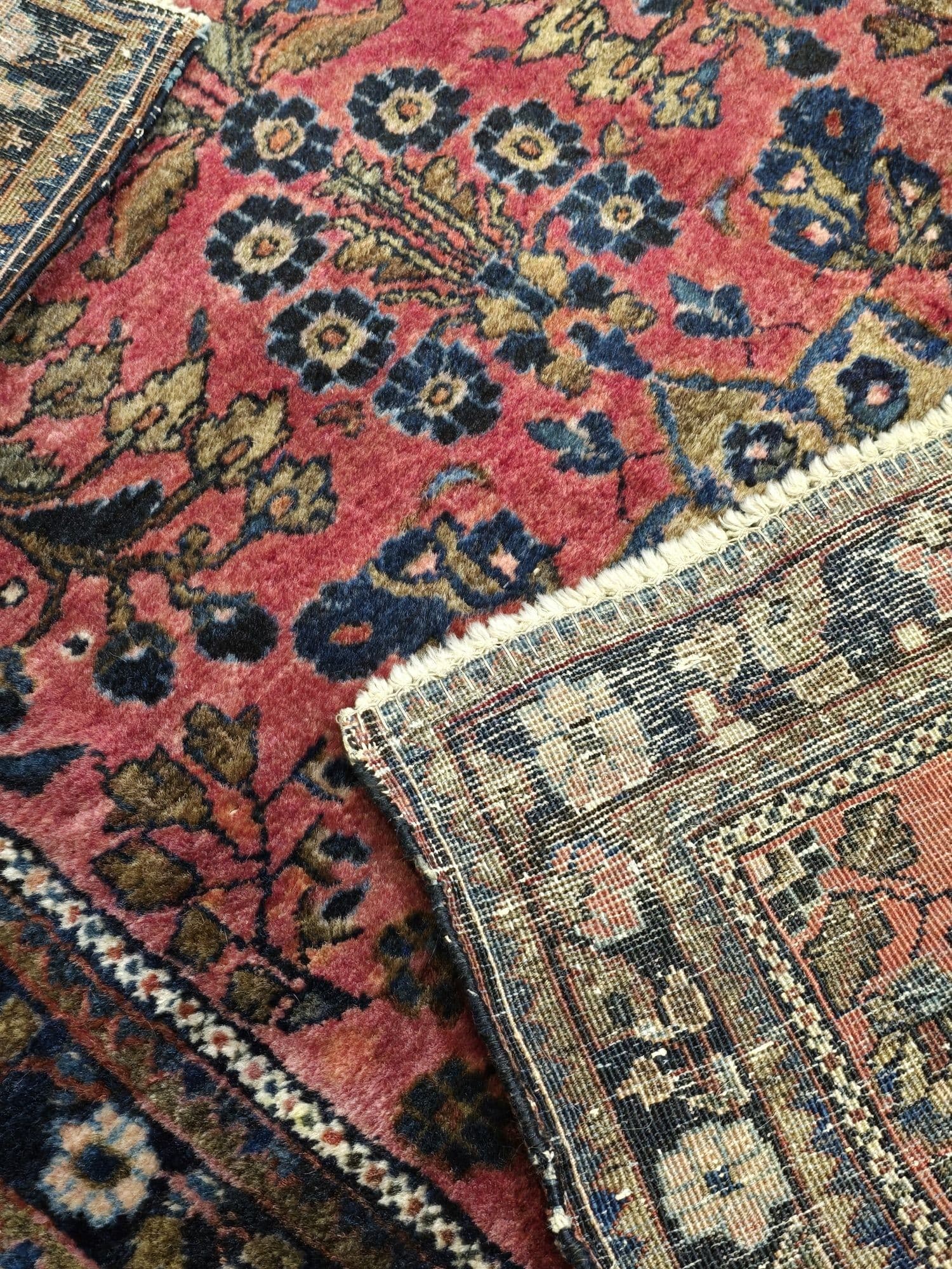 Dywanik Sarough Arak 68x125 cm, różowy, wełna bawełna, Iran, lata 20. - 396549