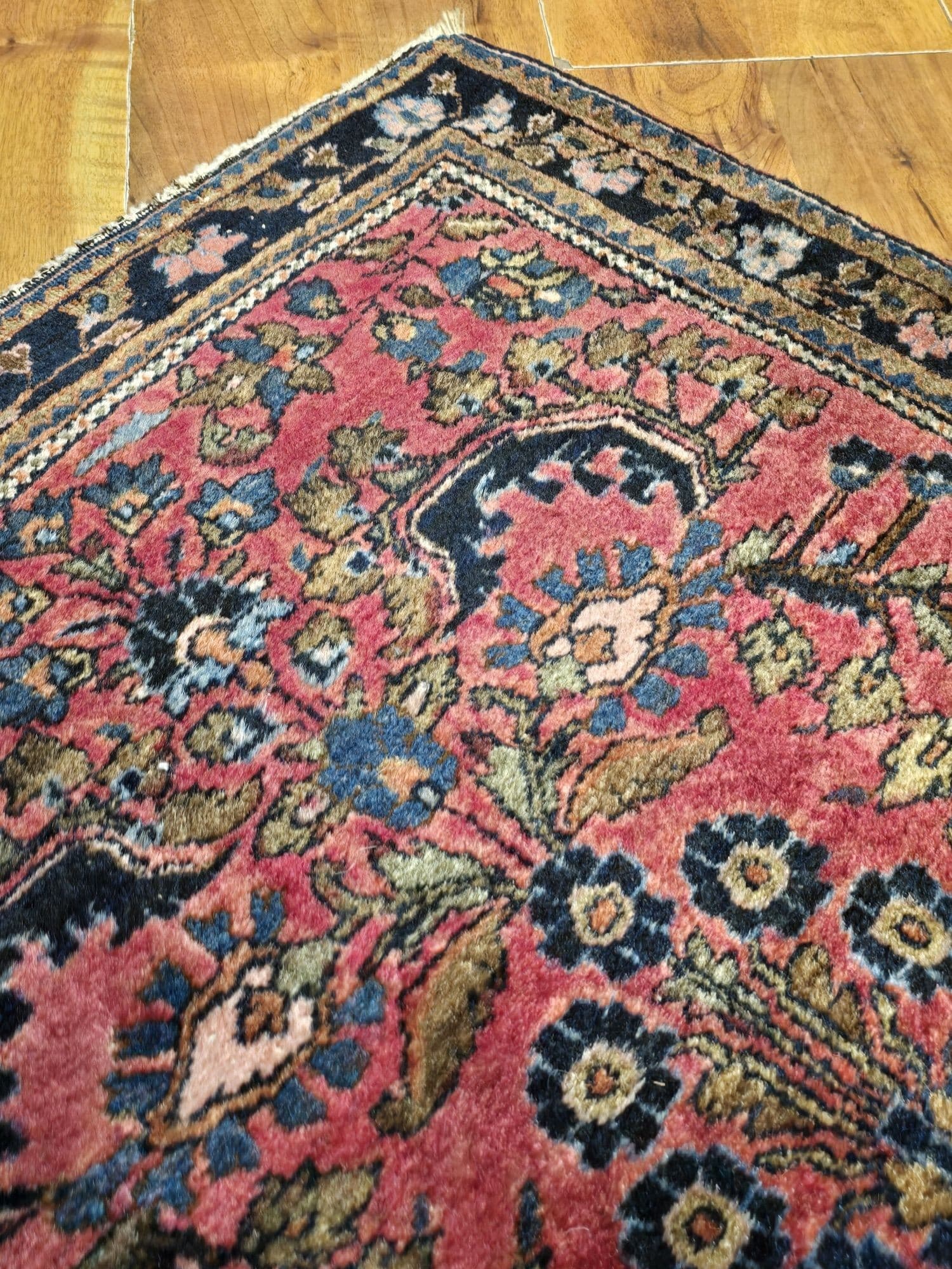 Dywanik Sarough Arak 68x125 cm, różowy, wełna bawełna, Iran, lata 20. - 396545