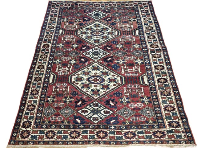 Dywan Afshar 115x153 cm, czerwony, wełna, Iran, lata 60. - WYMIARY