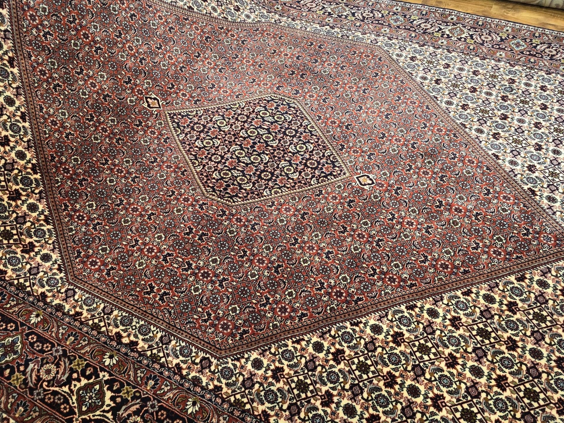 Dywan perski Bidjar 250x350 cm, czerwony kremowy niebieski zielony złoty, wełna, Iran - 396616
