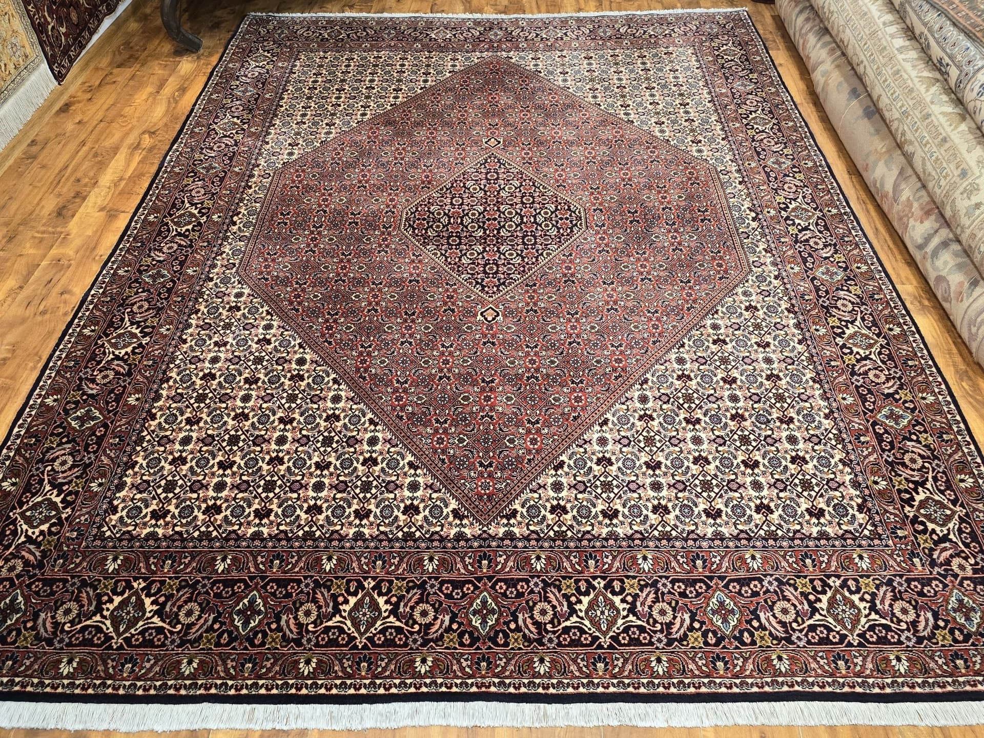 Dywan perski Bidjar 250x350 cm, czerwony kremowy niebieski zielony złoty, wełna, Iran - 396617