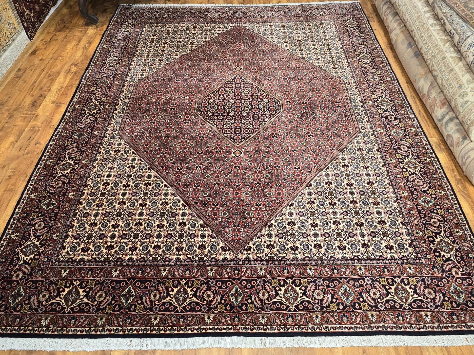 Dywan perski Bidjar 250x350 cm, czerwony kremowy niebieski zielony złoty, wełna, Iran - 396612