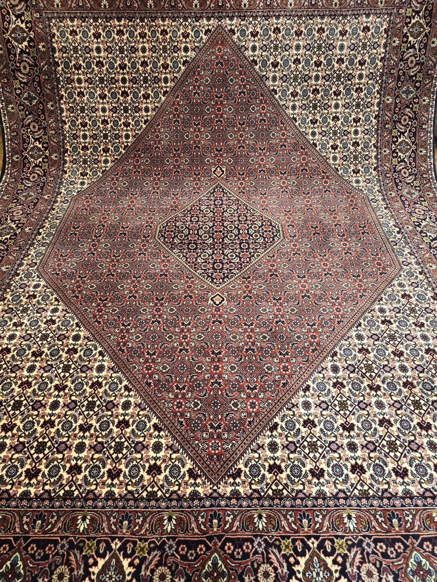 Dywan perski Bidjar 250x350 cm, czerwony kremowy niebieski zielony złoty, wełna, Iran - 396613