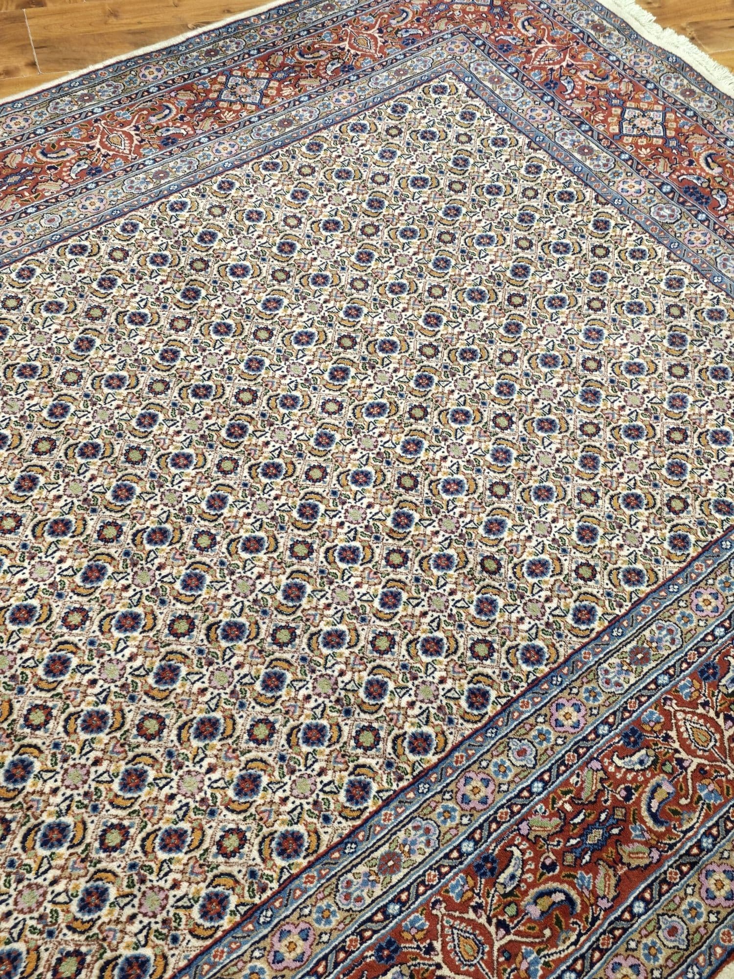 Dywan Moud, 235x170 cm, wełna biała czerwony niebieski beżowy, Iran - 396624