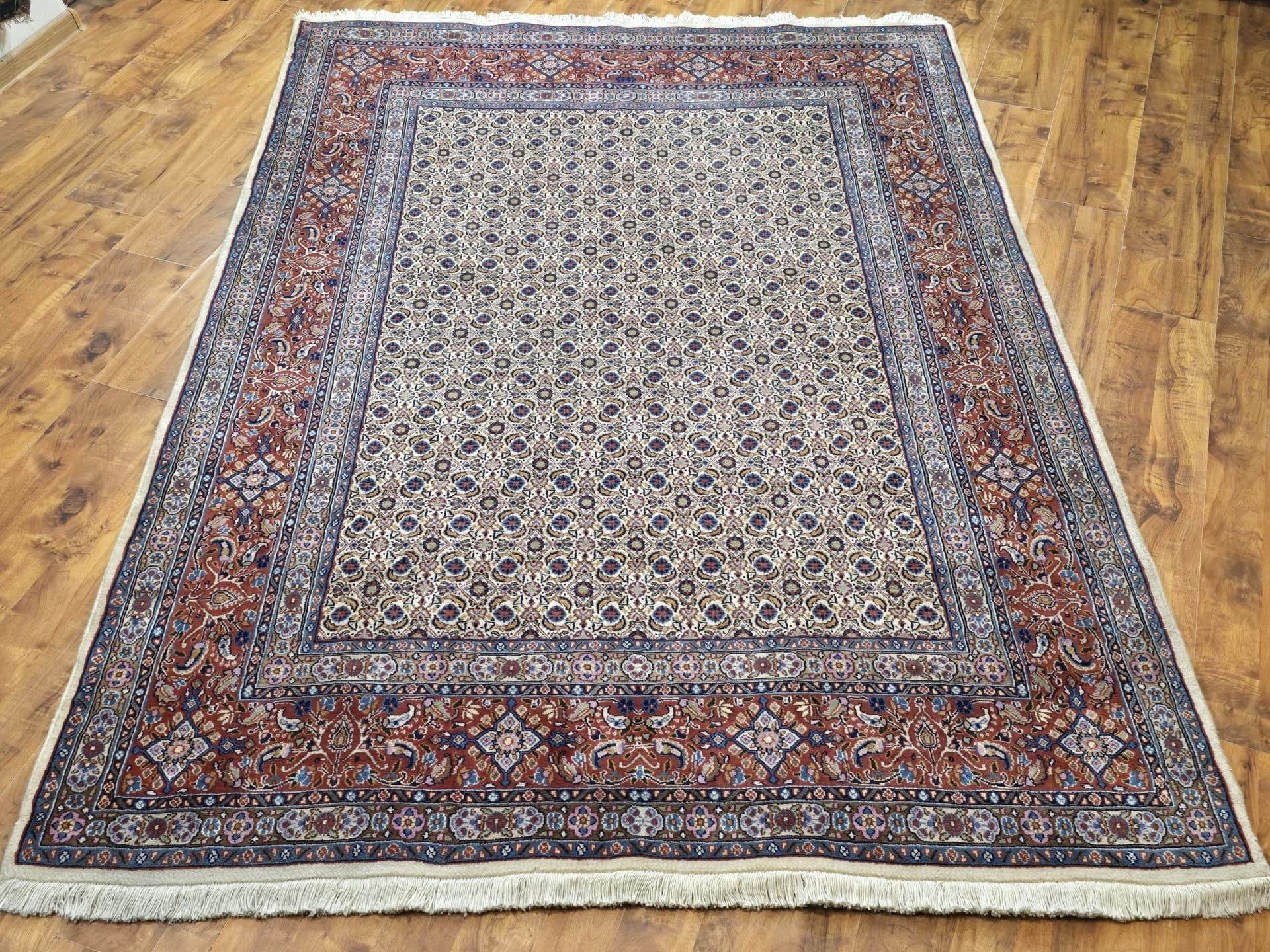 Dywan Moud, 235x170 cm, wełna biała czerwony niebieski beżowy, Iran - 396623