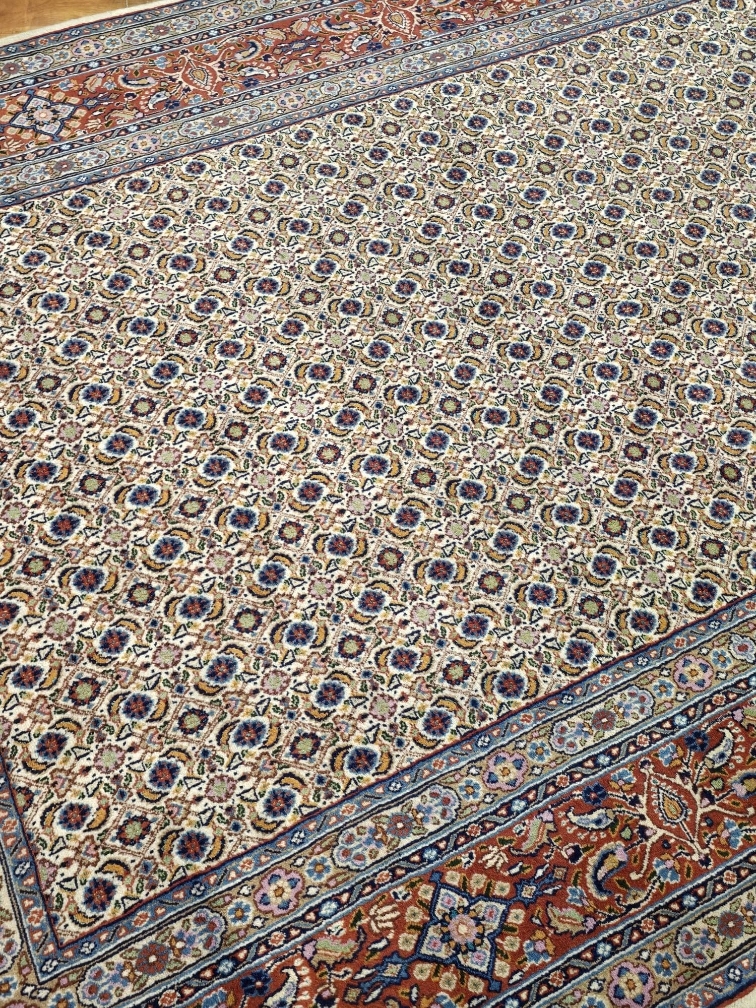 Dywan Moud, 235x170 cm, wełna biała czerwony niebieski beżowy, Iran - 396621