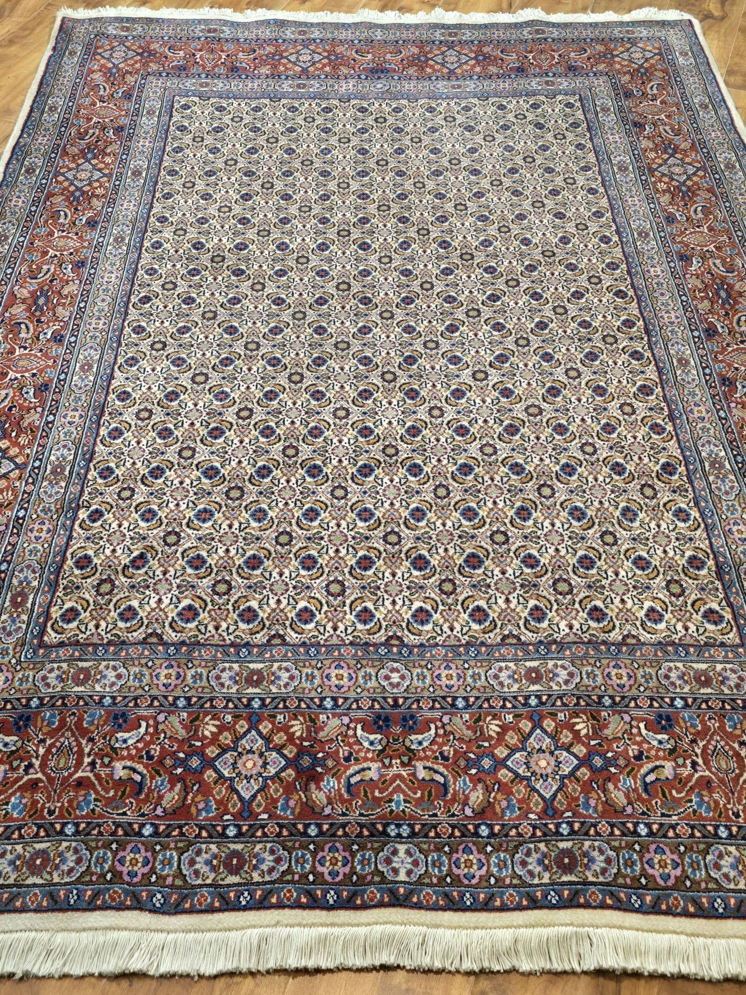 Dywan Moud, 235x170 cm, wełna biała czerwony niebieski beżowy, Iran - 396622