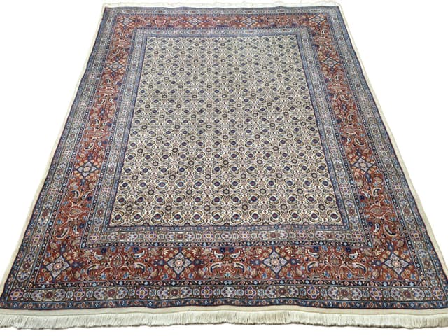 Dywan Moud, 235x170 cm, wełna biała czerwony niebieski beżowy, Iran - WYMIARY