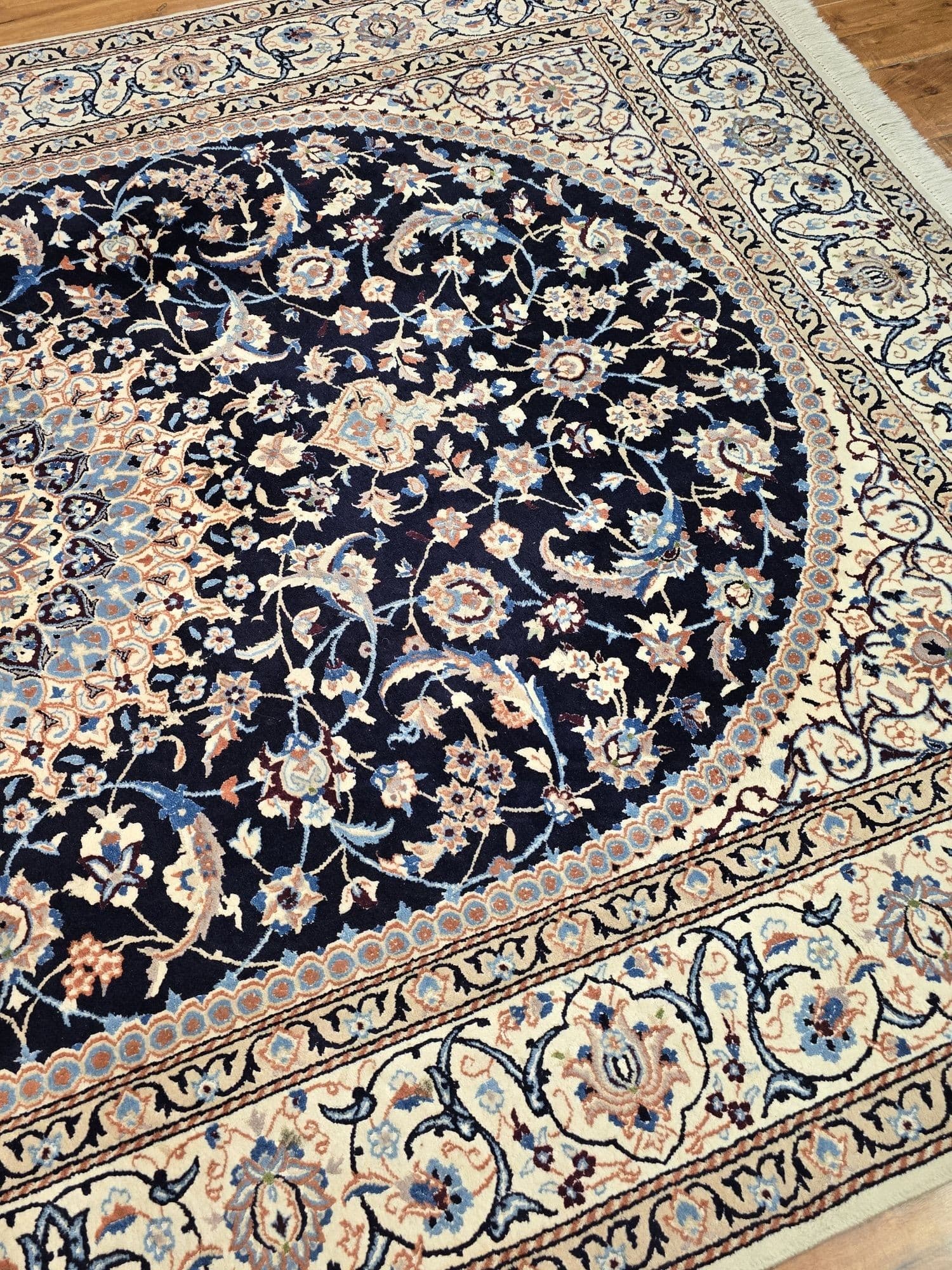 Dywan Nain 200x300 cm, niebieski beżowy, wełna, Iran - 396637