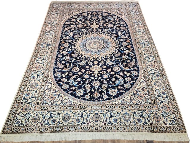 Dywan Nain 200x300 cm, niebieski beżowy, wełna, Iran - WYMIARY
