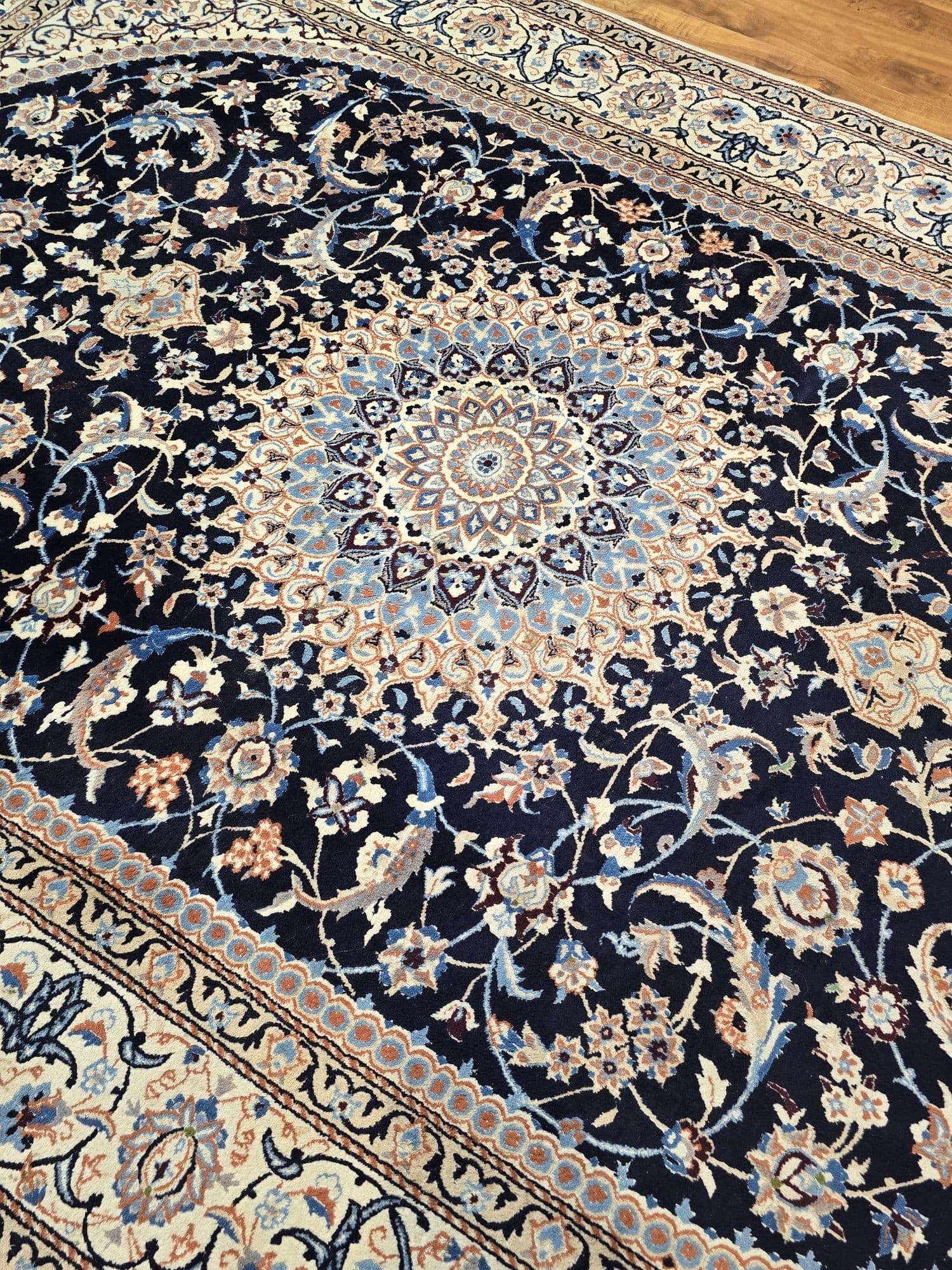 Dywan Nain 200x300 cm, niebieski beżowy, wełna, Iran - 396632