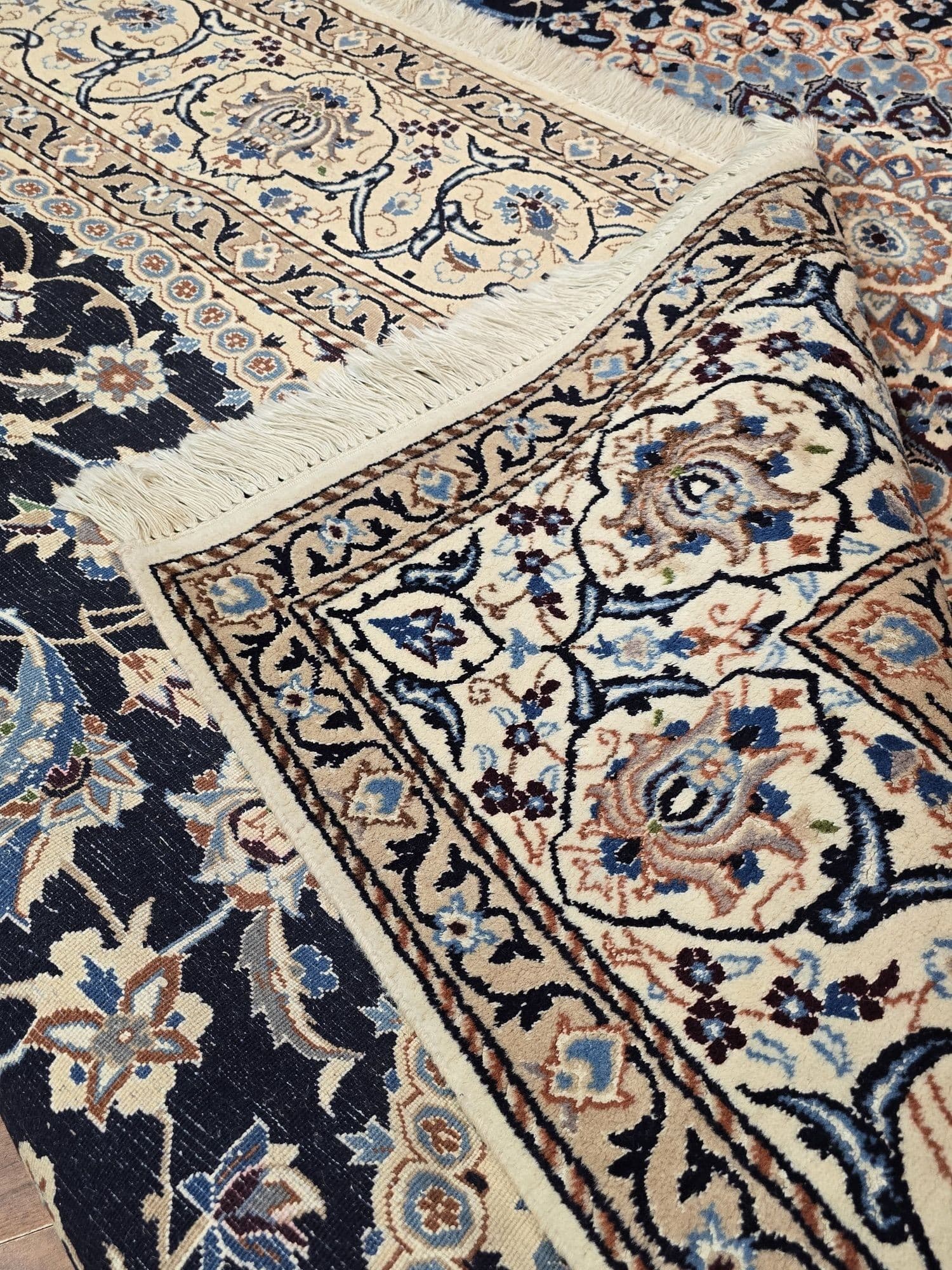 Dywan Nain 200x300 cm, niebieski beżowy, wełna, Iran - 396634