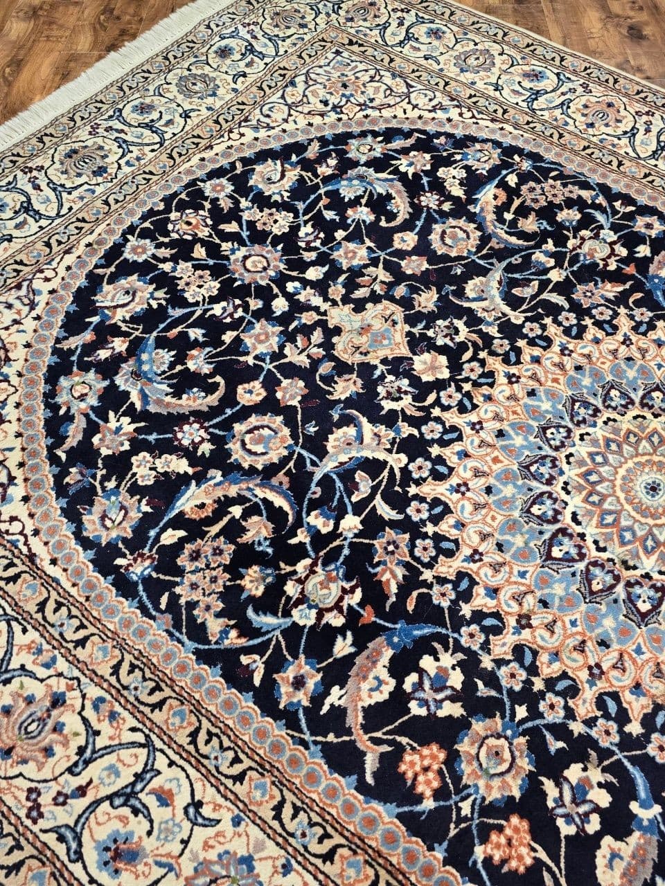 Dywan Nain 200x300 cm, niebieski beżowy, wełna, Iran - 396631