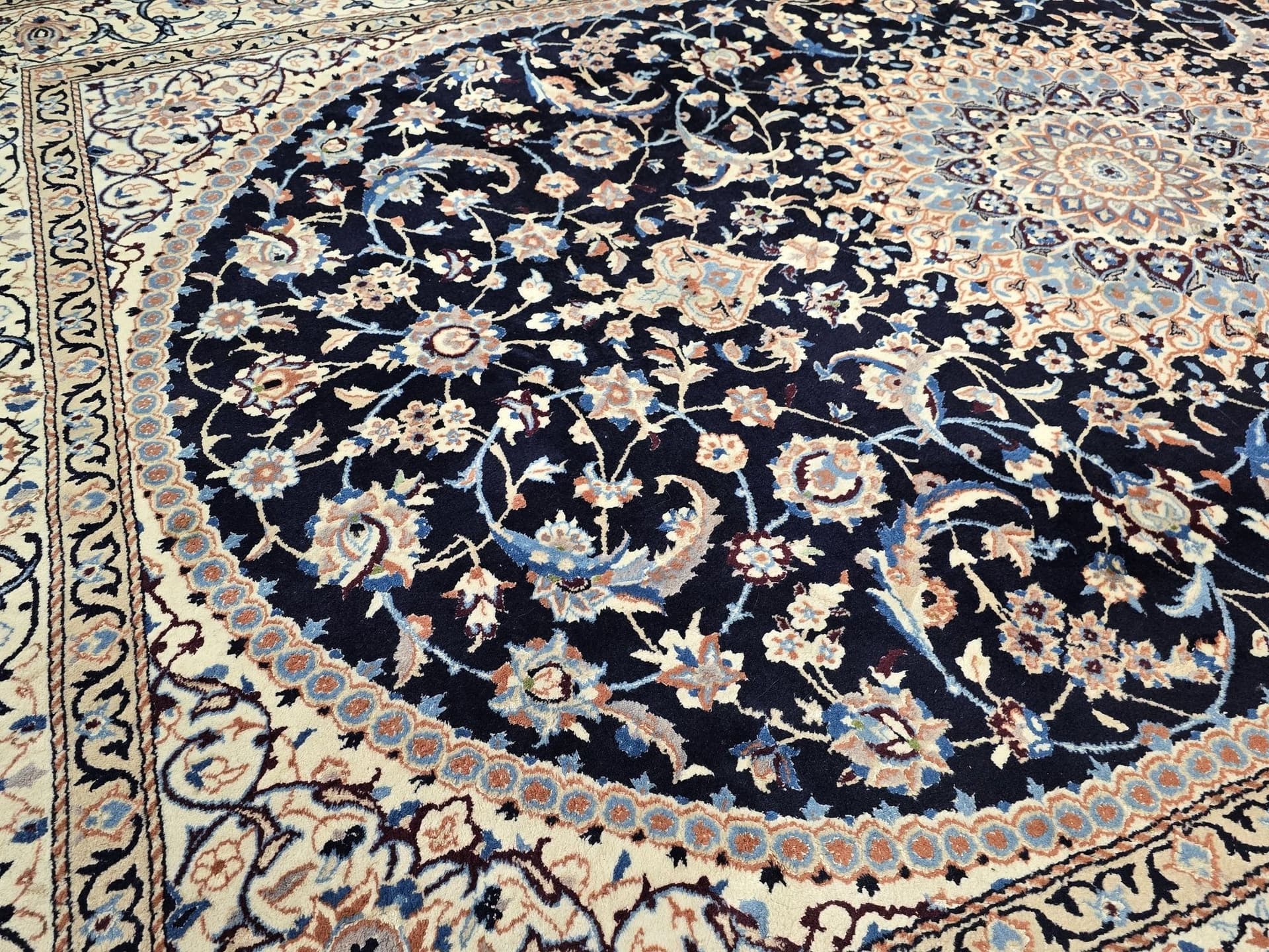 Dywan Nain 200x300 cm, niebieski beżowy, wełna, Iran - 396636