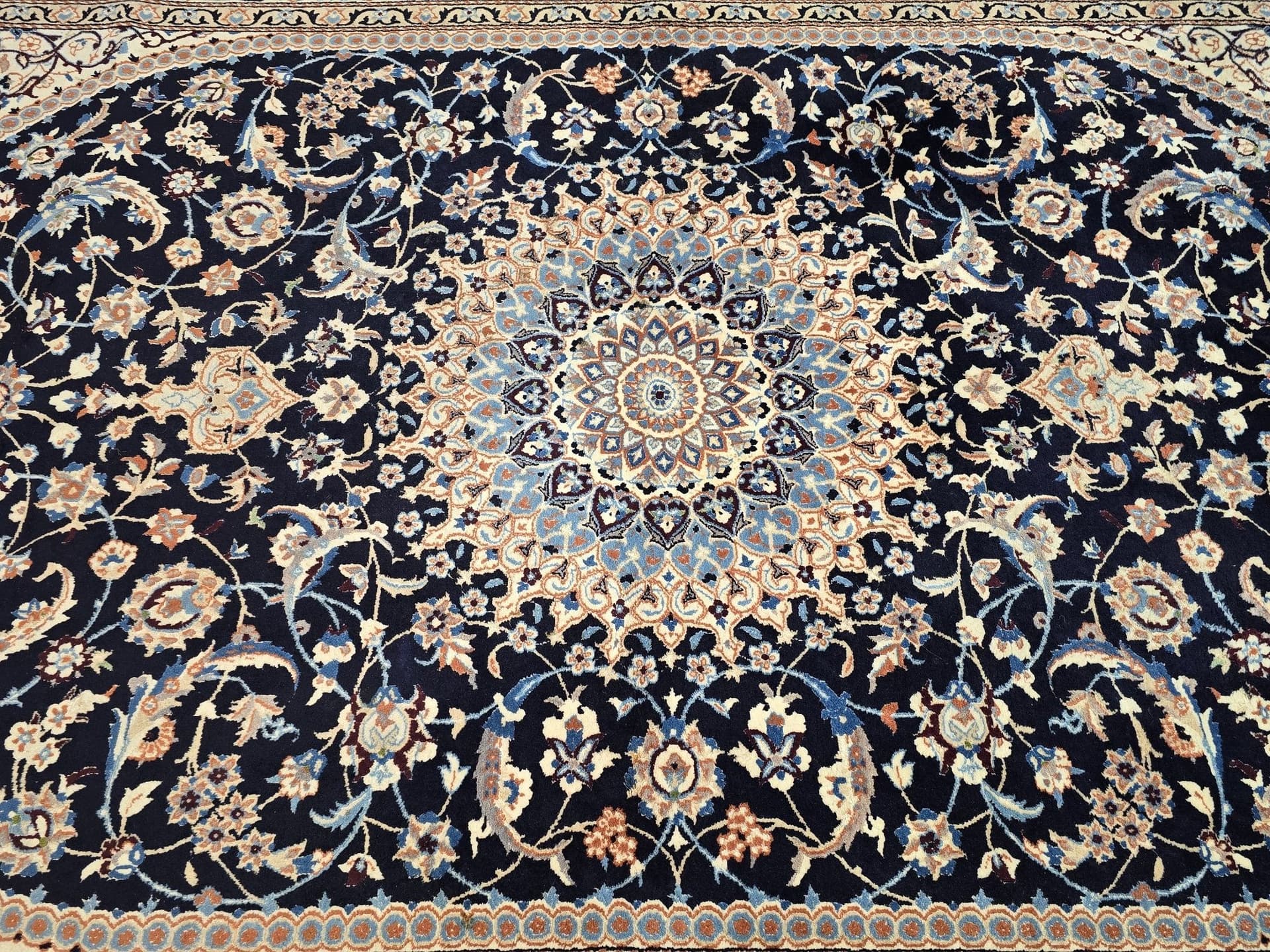 Dywan Nain 200x300 cm, niebieski beżowy, wełna, Iran - 396635