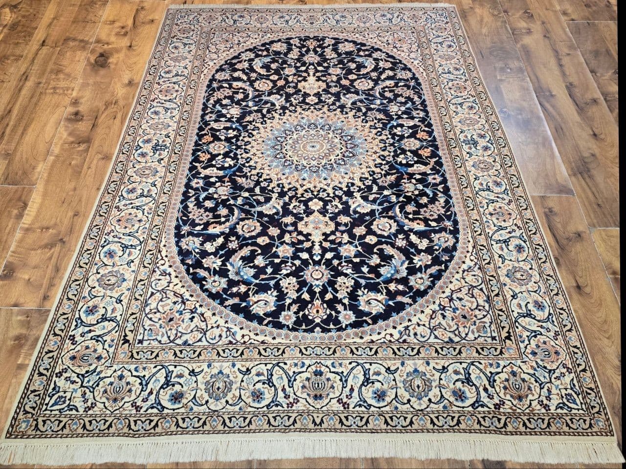 Dywan Nain 200x300 cm, niebieski beżowy, wełna, Iran - 396638
