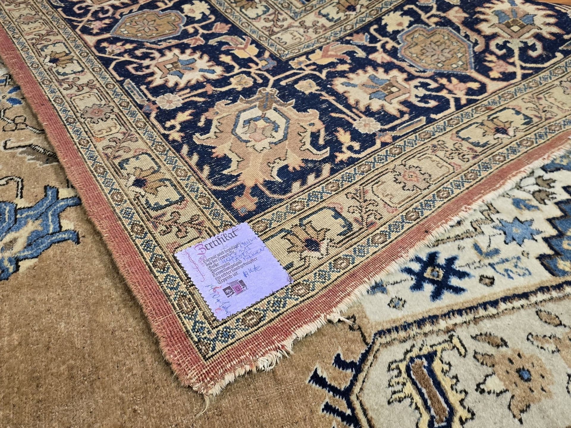 Dywan Tabriz 405x315 cm, brązowy beżowy niebieski złoty, wełna, Iran, lata 30. - 396666