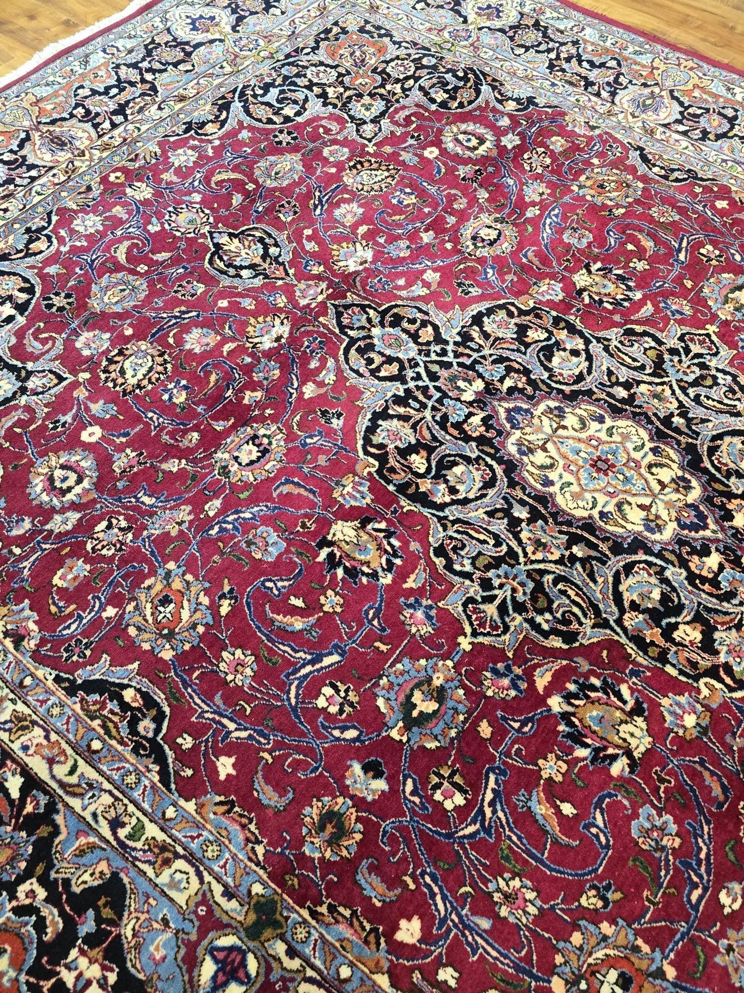 Dywan Meshed, czerwony niebieski, wełna, Iran, 245x340cm - 396673