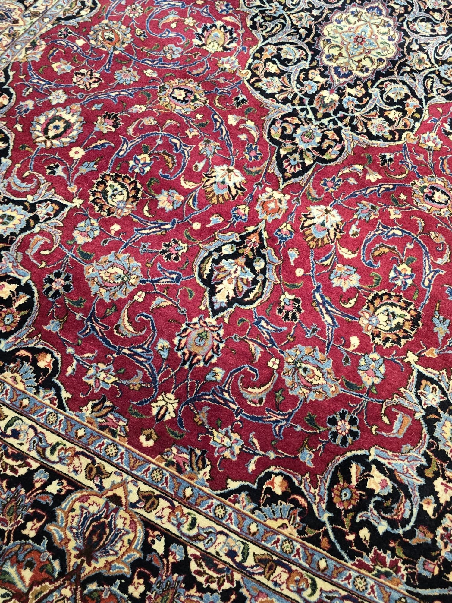Dywan Meshed, czerwony niebieski, wełna, Iran, 245x340cm - 396678