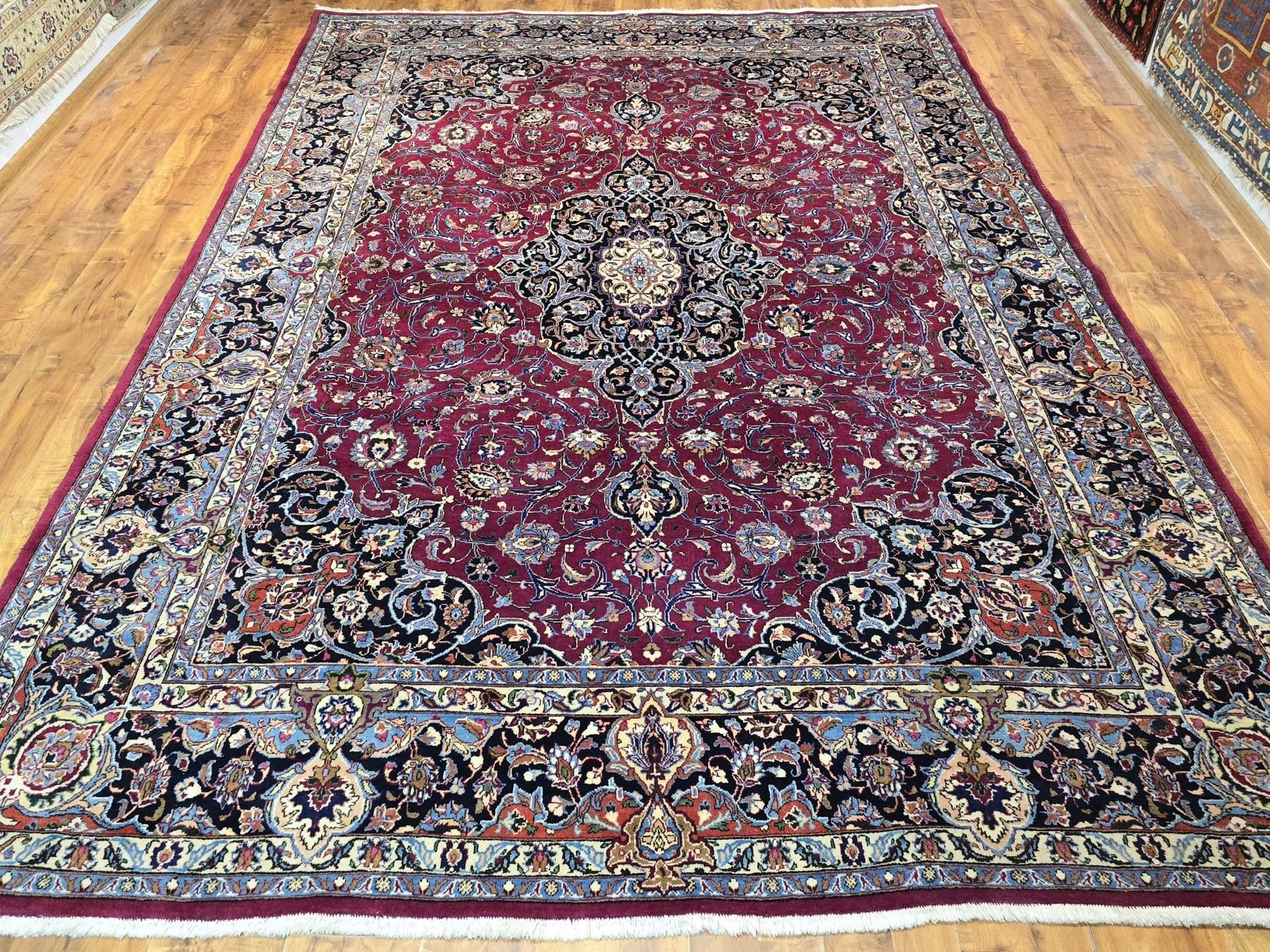 Dywan Meshed, czerwony niebieski, wełna, Iran, 245x340cm - 396679