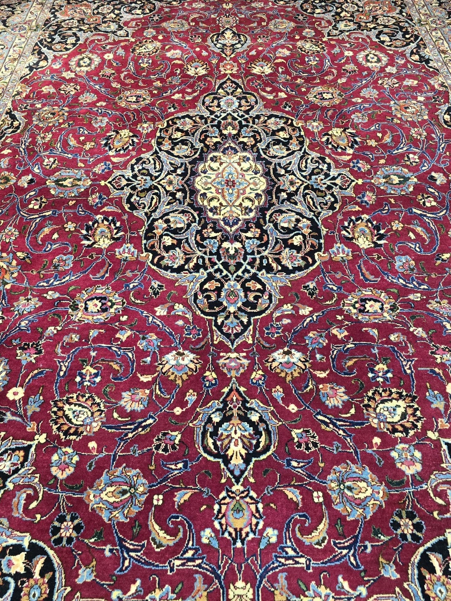Dywan Meshed, czerwony niebieski, wełna, Iran, 245x340cm - 396672