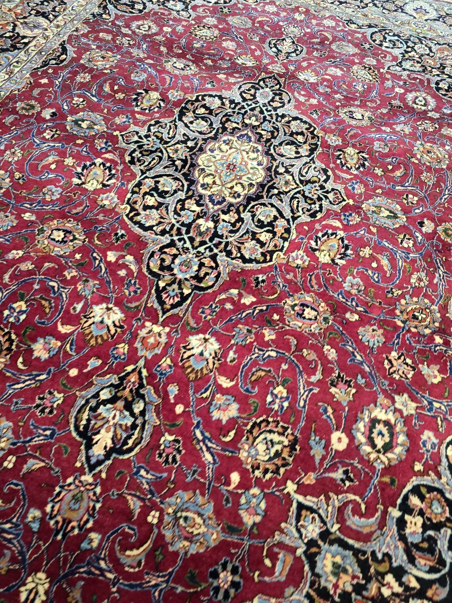 Dywan Meshed, czerwony niebieski, wełna, Iran, 245x340cm - 396676