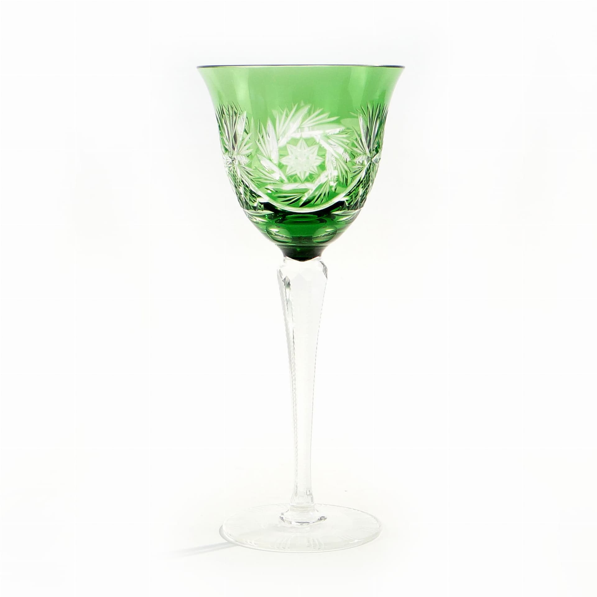 Kielich do wina Remer, zielony kryształ, Polska, lata 20.
