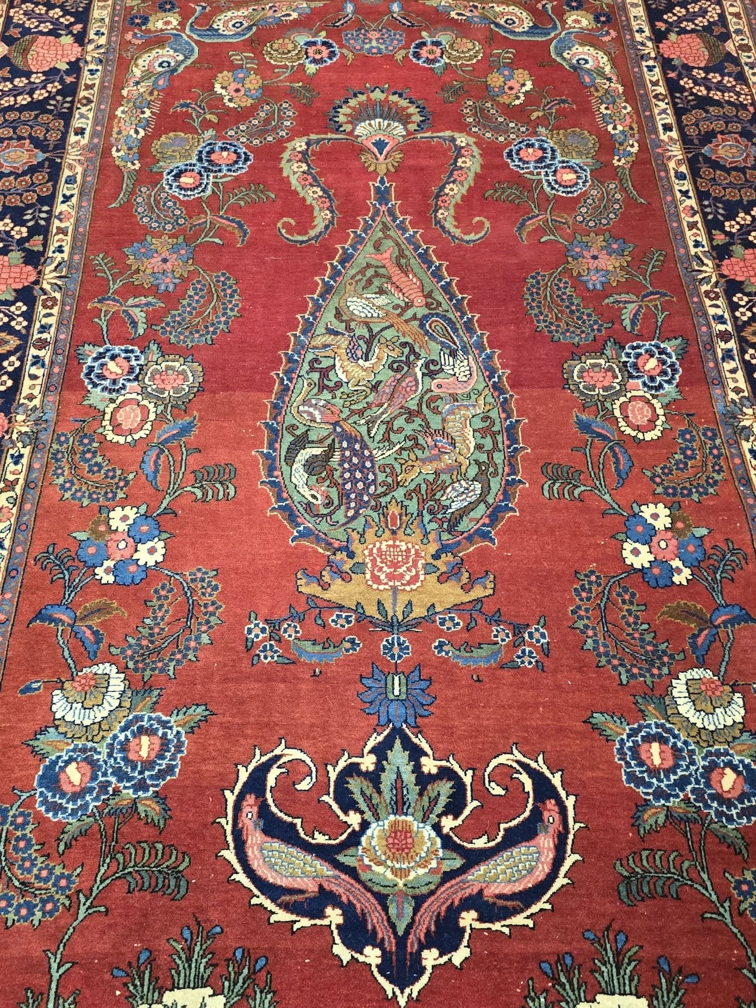 Dywan perski Tabriz, 135x205 cm, czerwony, wełna, Iran, lata 40. - 396723