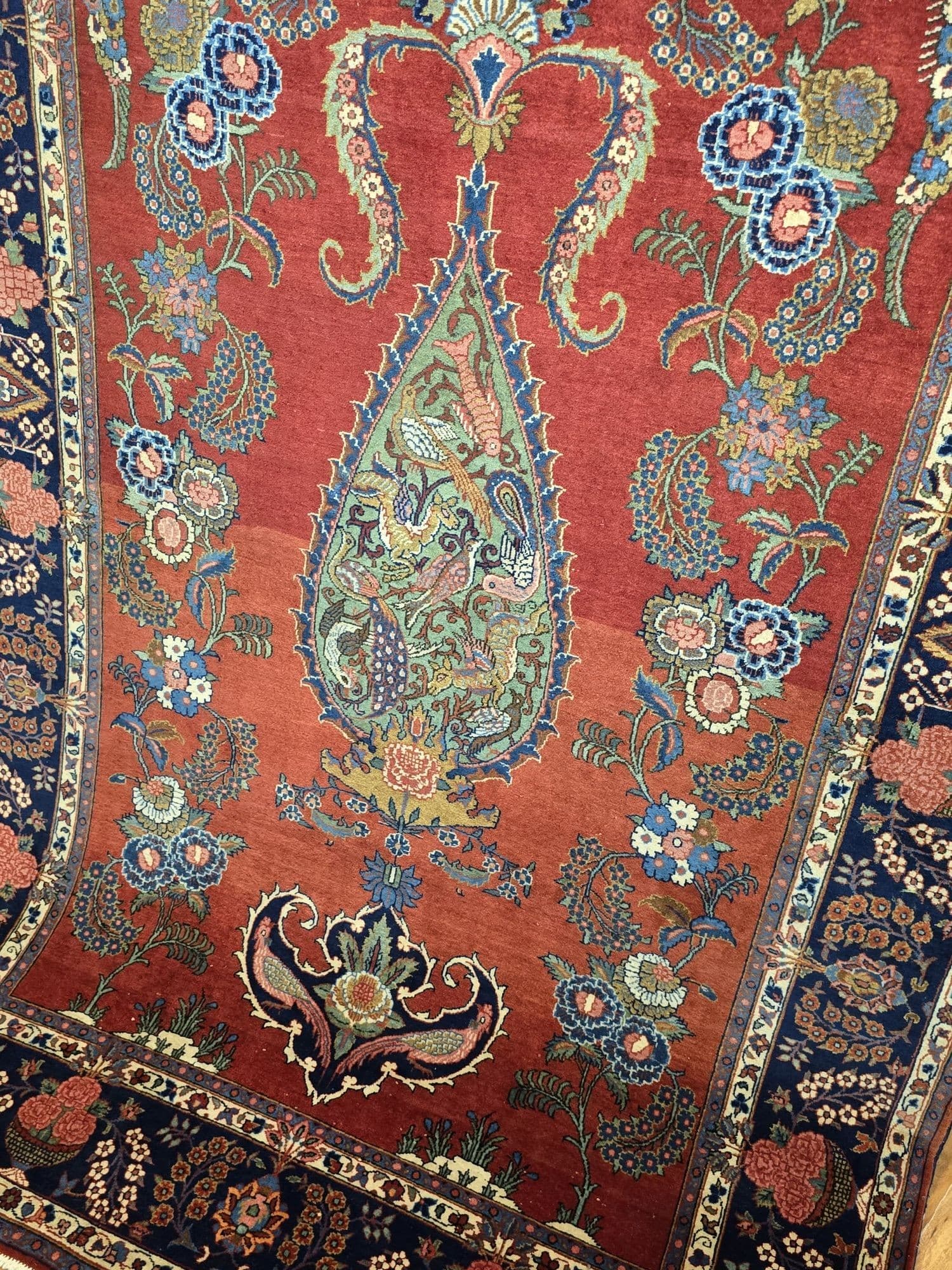 Dywan perski Tabriz, 135x205 cm, czerwony, wełna, Iran, lata 40. - 396724