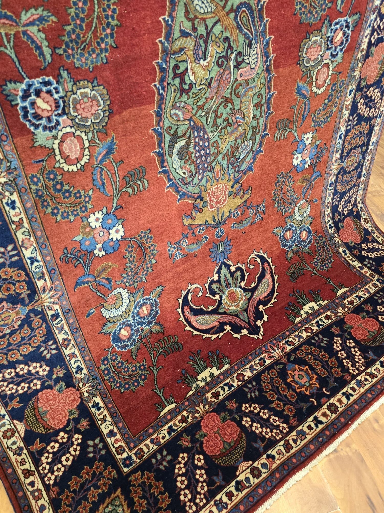 Dywan perski Tabriz, 135x205 cm, czerwony, wełna, Iran, lata 40. - 396722