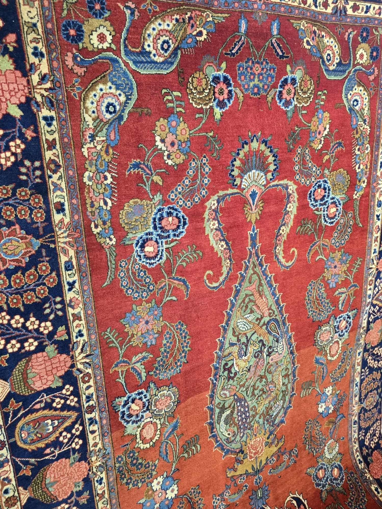 Dywan perski Tabriz, 135x205 cm, czerwony, wełna, Iran, lata 40. - 396721