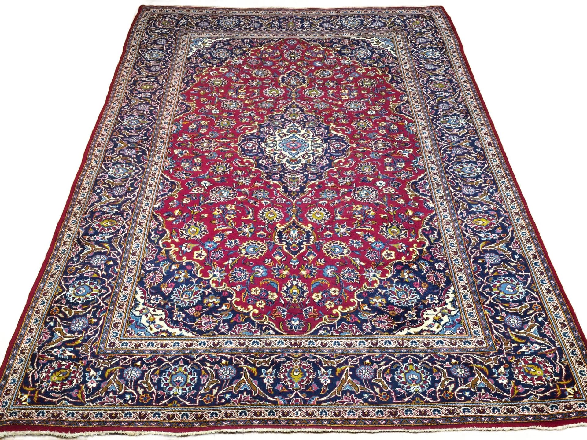 Dywan Keshan, 200x300 cm, czerwony, wełna, Iran, lata 60.